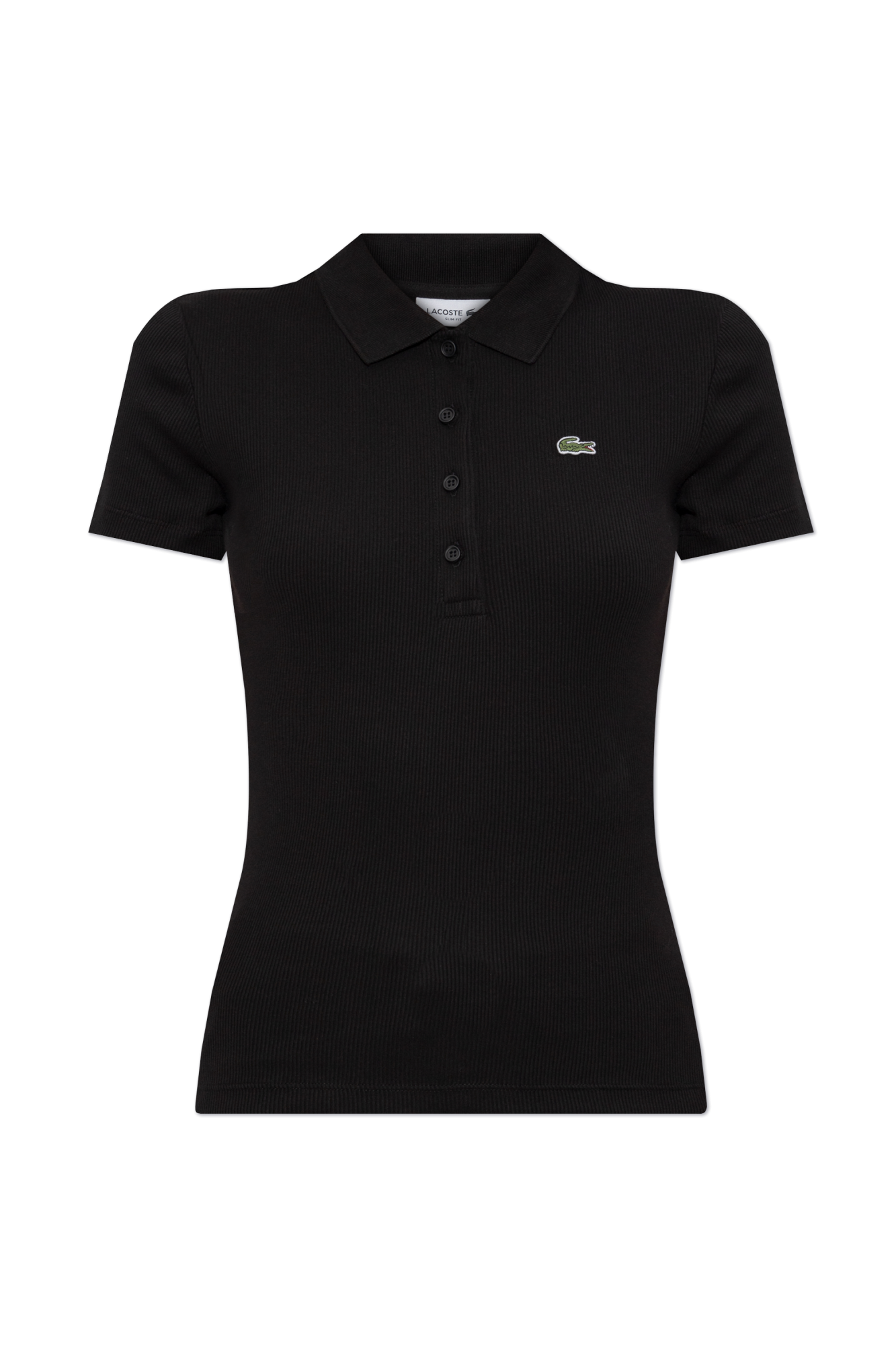 Lacoste Prążkowane Polo  Z Naszywką Z Logo, Kobiety, Czarny