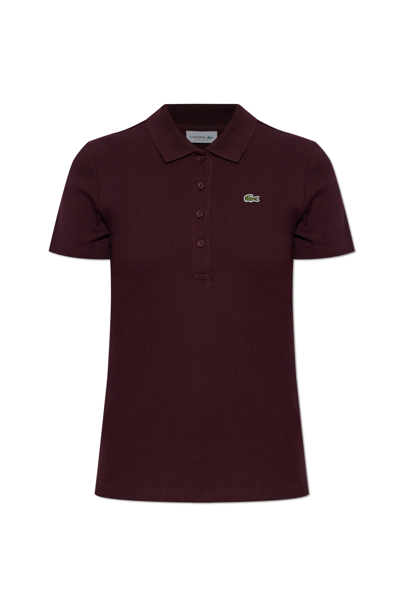 Lacoste Prążkowane Polo Z Naszywką Z Logo, Kobiety, Bordo