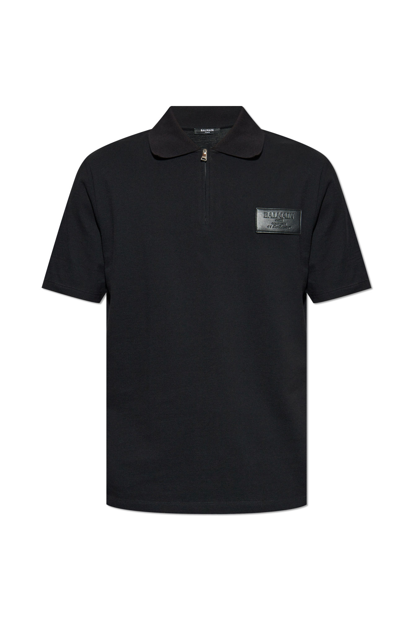 Balmain Bawełniane Polo Z Naszywką, Mężczyźni, Czarny