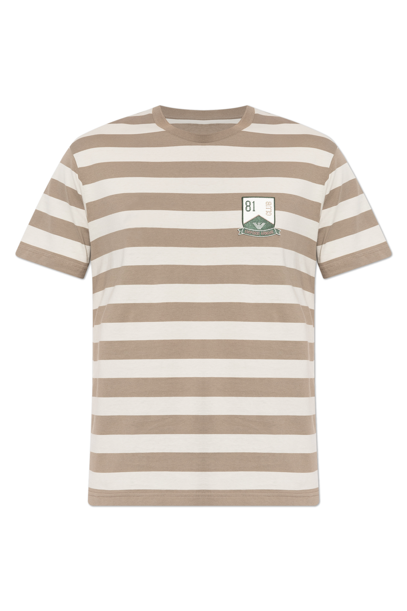 Emporio Armani T-shirt Ze Wzorem W Pasy, Mężczyźni, Beżowy