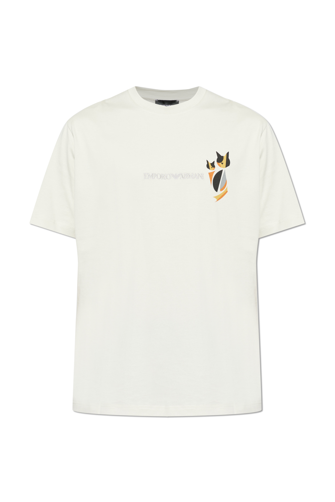 Emporio Armani T-shirt Z Wyszytym Logo, Mężczyźni, Beżowy