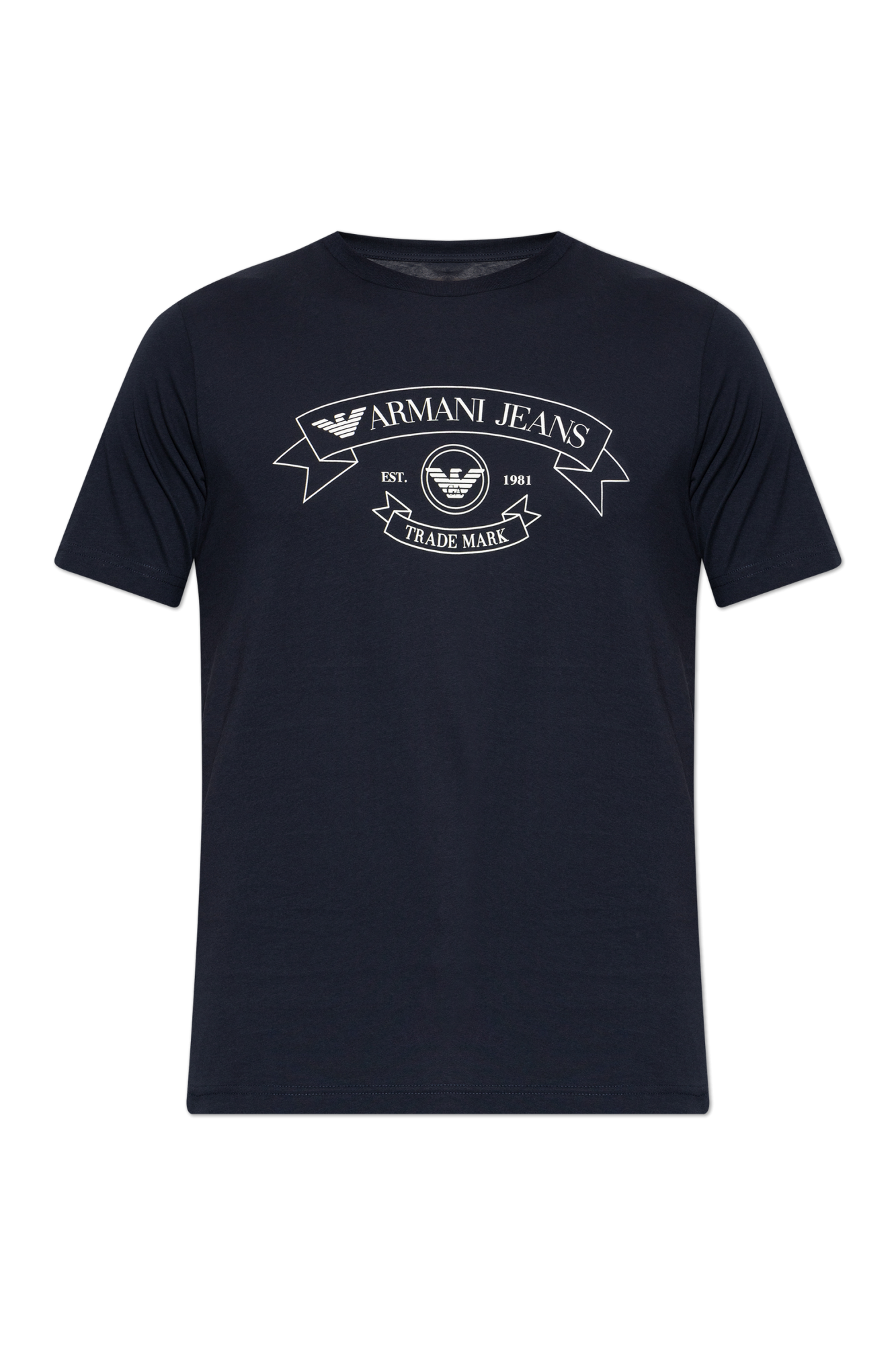 Emporio Armani T-shirt Z Nadrukiem, Mężczyźni, Granatowy