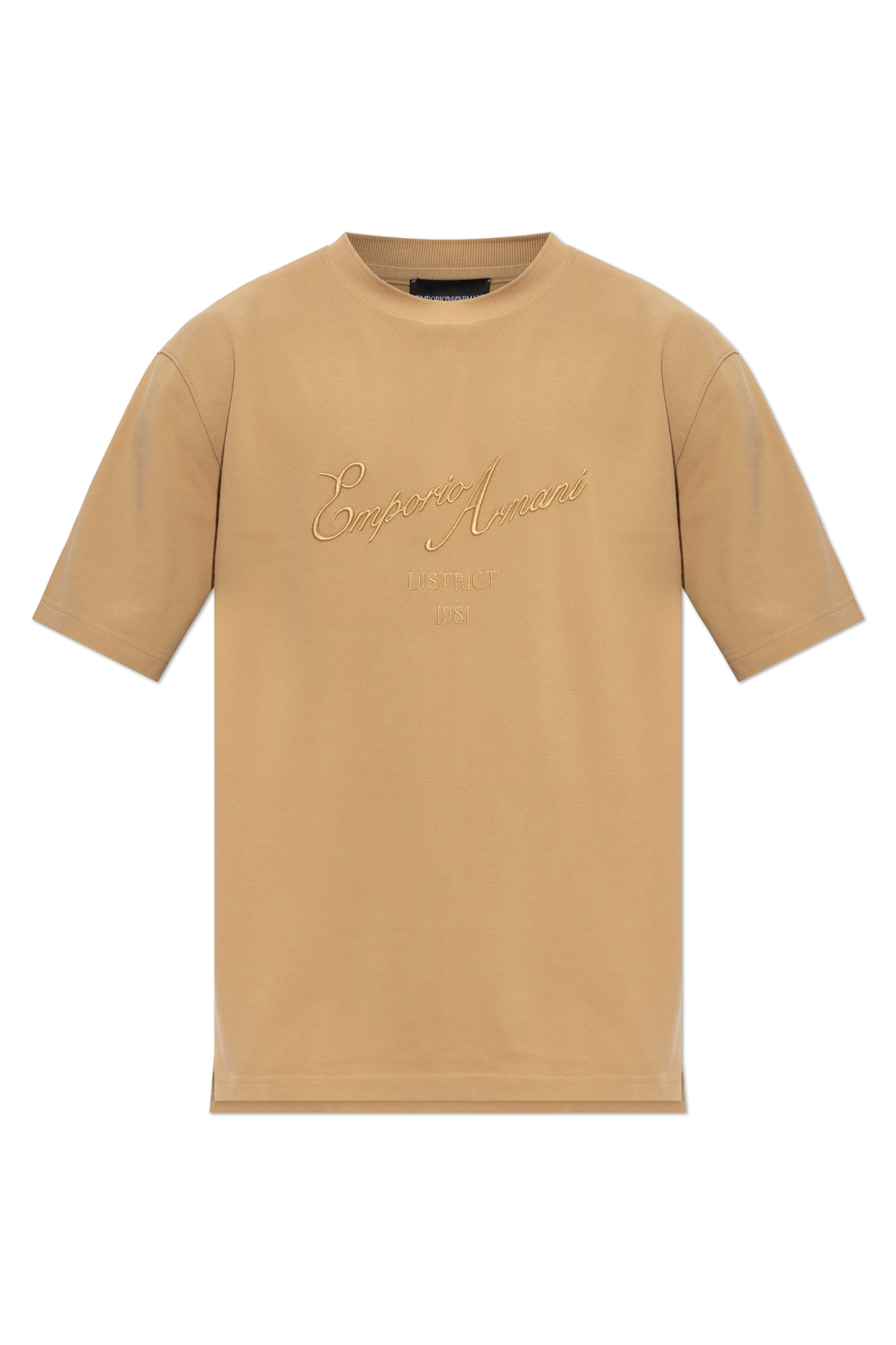 Emporio Armani T-shirt Z Logo, Mężczyźni, Brązowy