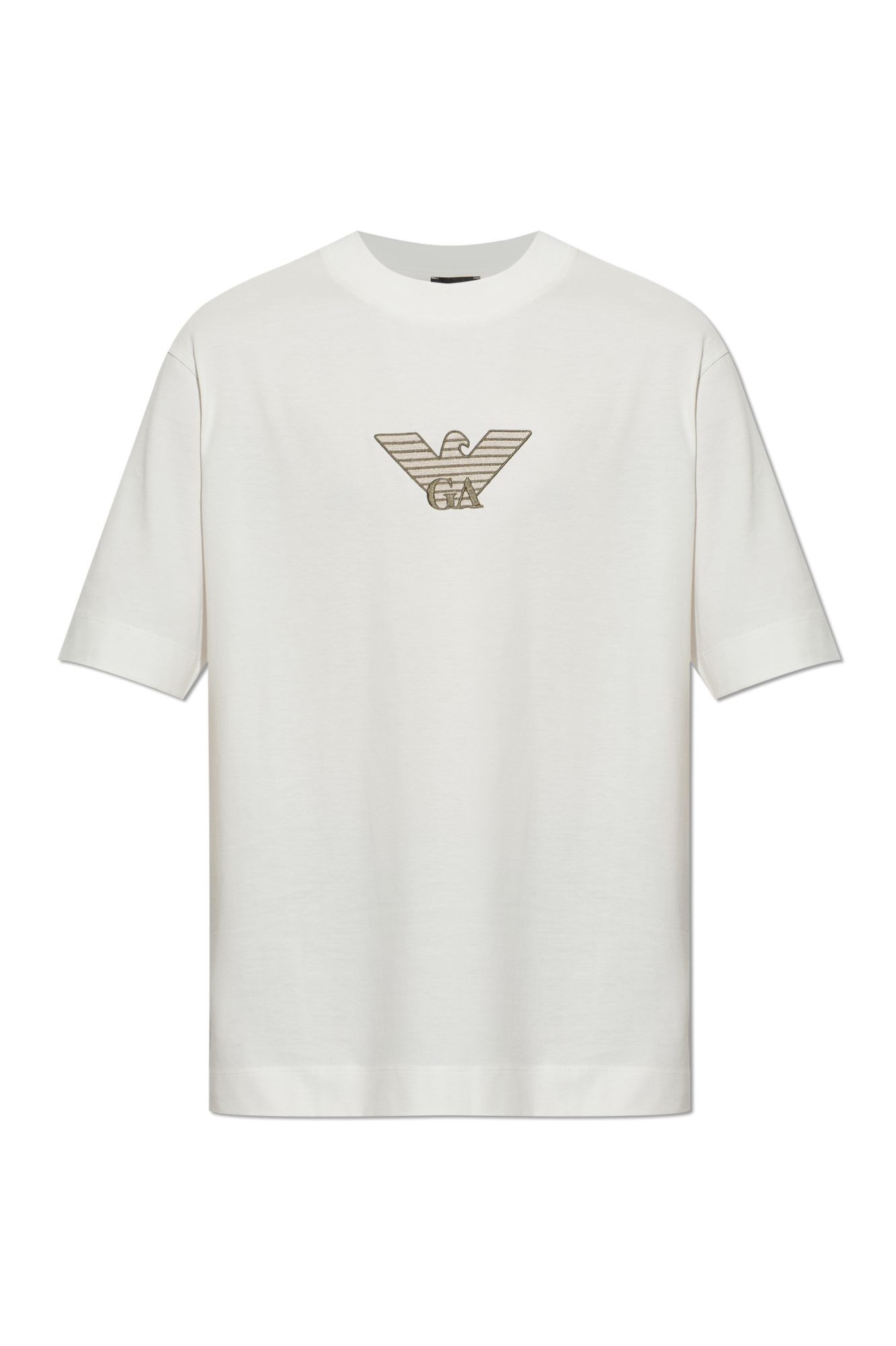 Emporio Armani T-shirt Z Wyszytym Logo, Mężczyźni, Biały