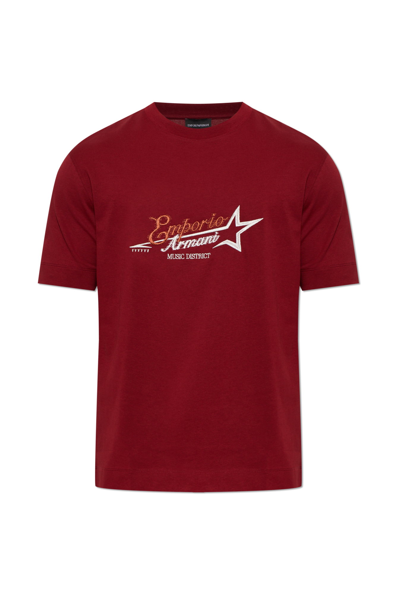 Emporio Armani T-shirt Z Wyszytym Logo, Mężczyźni, Bordo