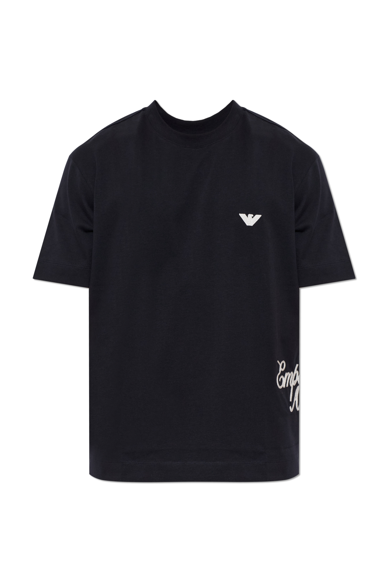Emporio Armani T-shirt Z Logo, Mężczyźni, Granatowy