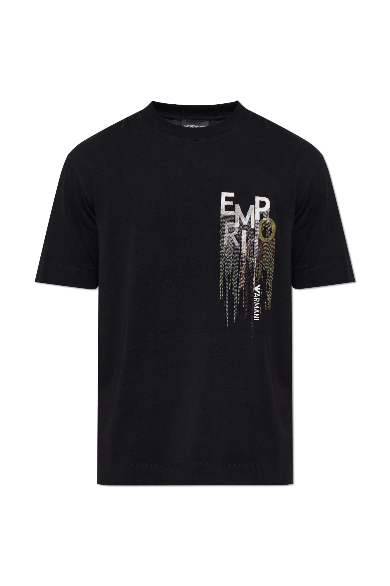 Emporio Armani T-shirt Z Logo, Mężczyźni, Czarny