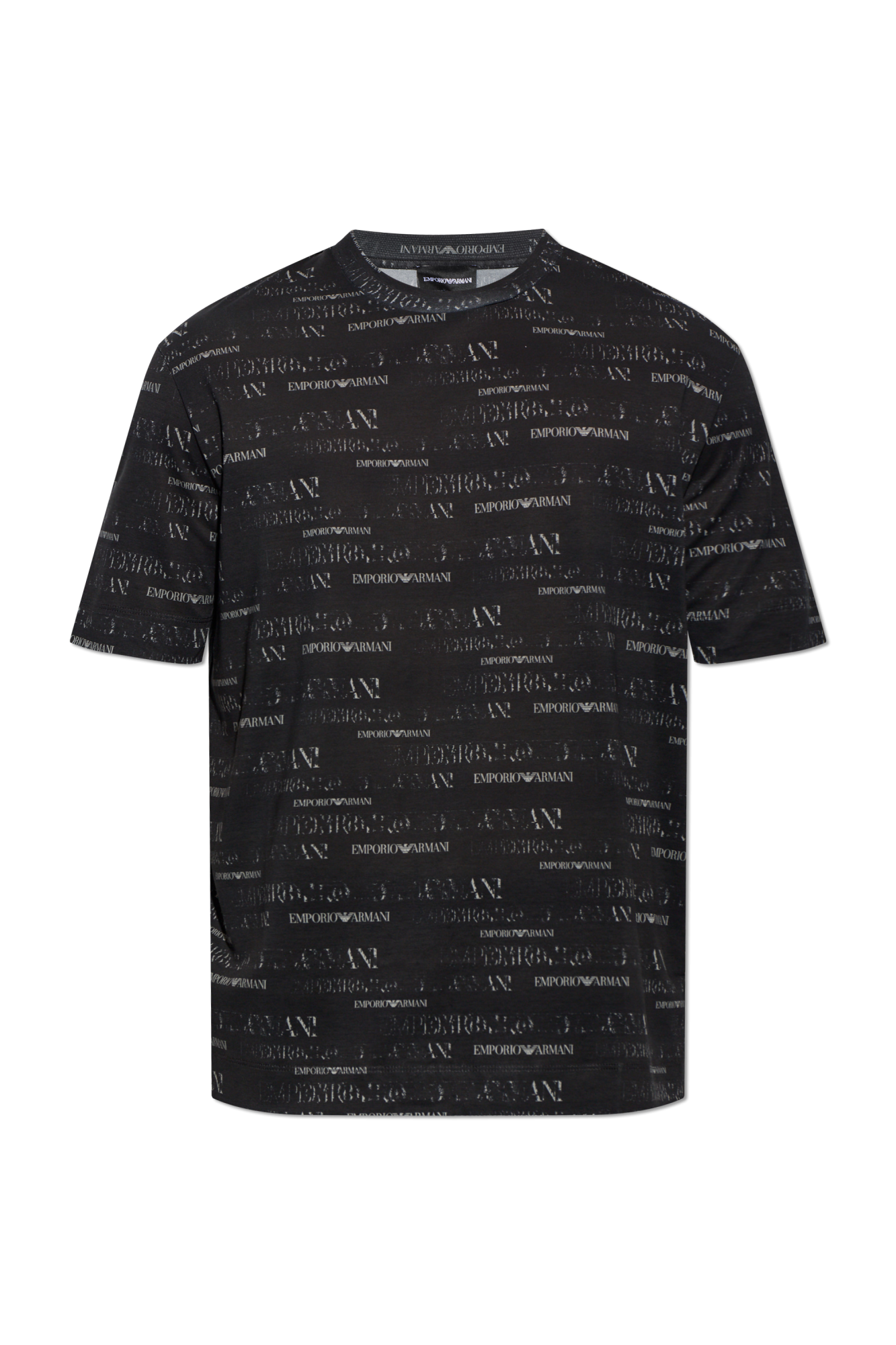 Emporio Armani T-shirt Z Monogramem, Mężczyźni, Czarny