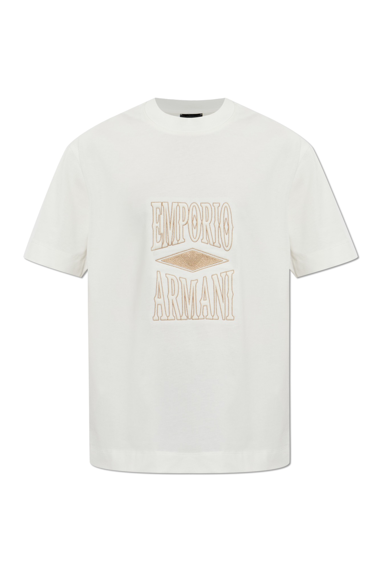 Emporio Armani T-shirt Z Wyszytym Logo, Mężczyźni, Biały
