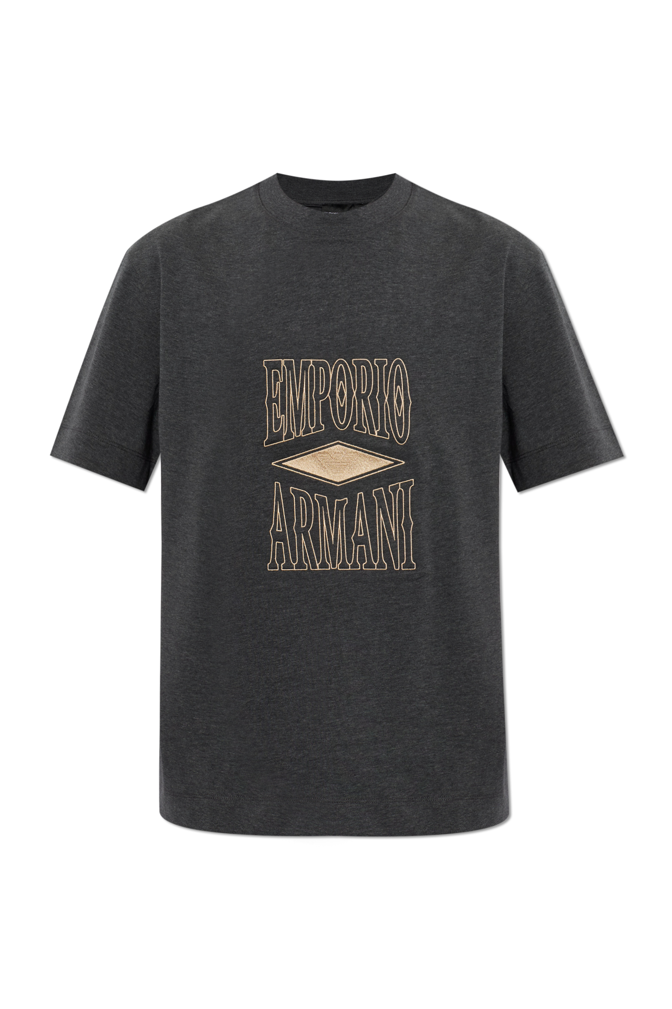 Emporio Armani T-shirt Z Wyszytym Logo, Mężczyźni, Szary