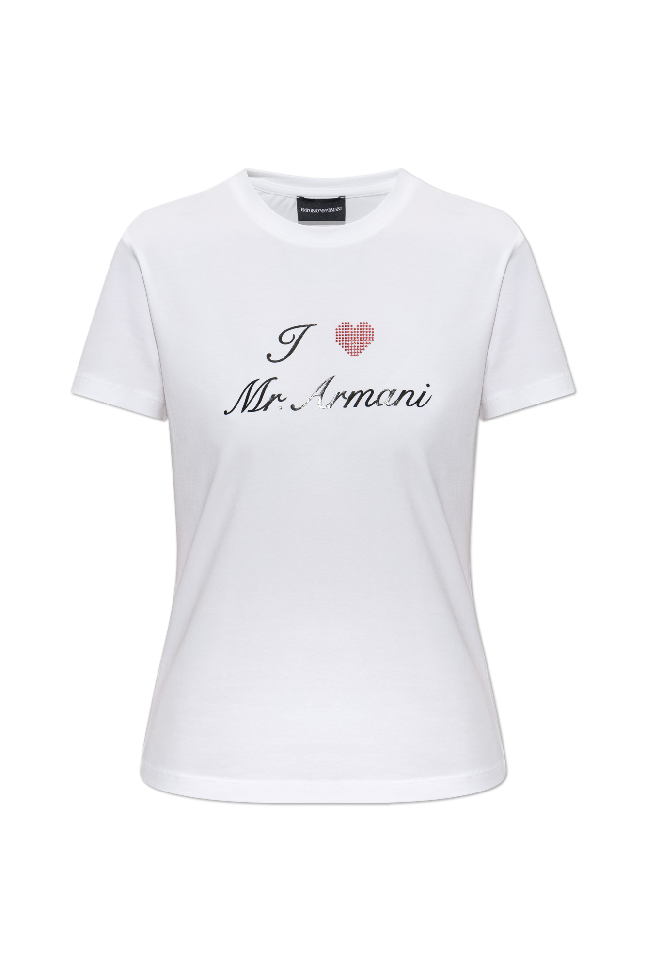 Emporio Armani T-shirt Z Nadrukiem I Połyskującymi Cekinami, Kobiety, Biały