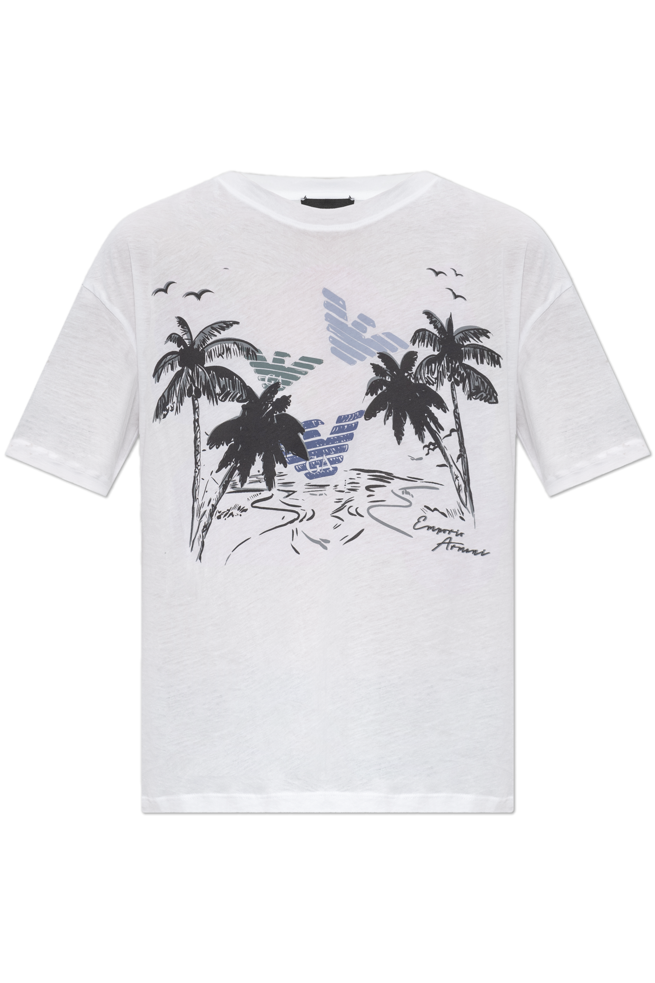 Emporio Armani T-shirt Z Nadrukiem, Kobiety, Biały