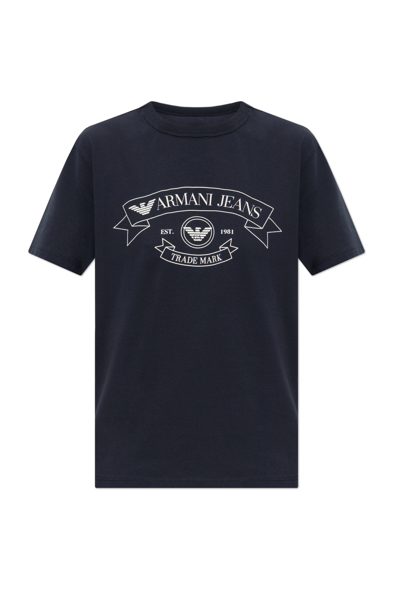 Emporio Armani T-shirt Z Nadrukiem, Kobiety, Granatowy