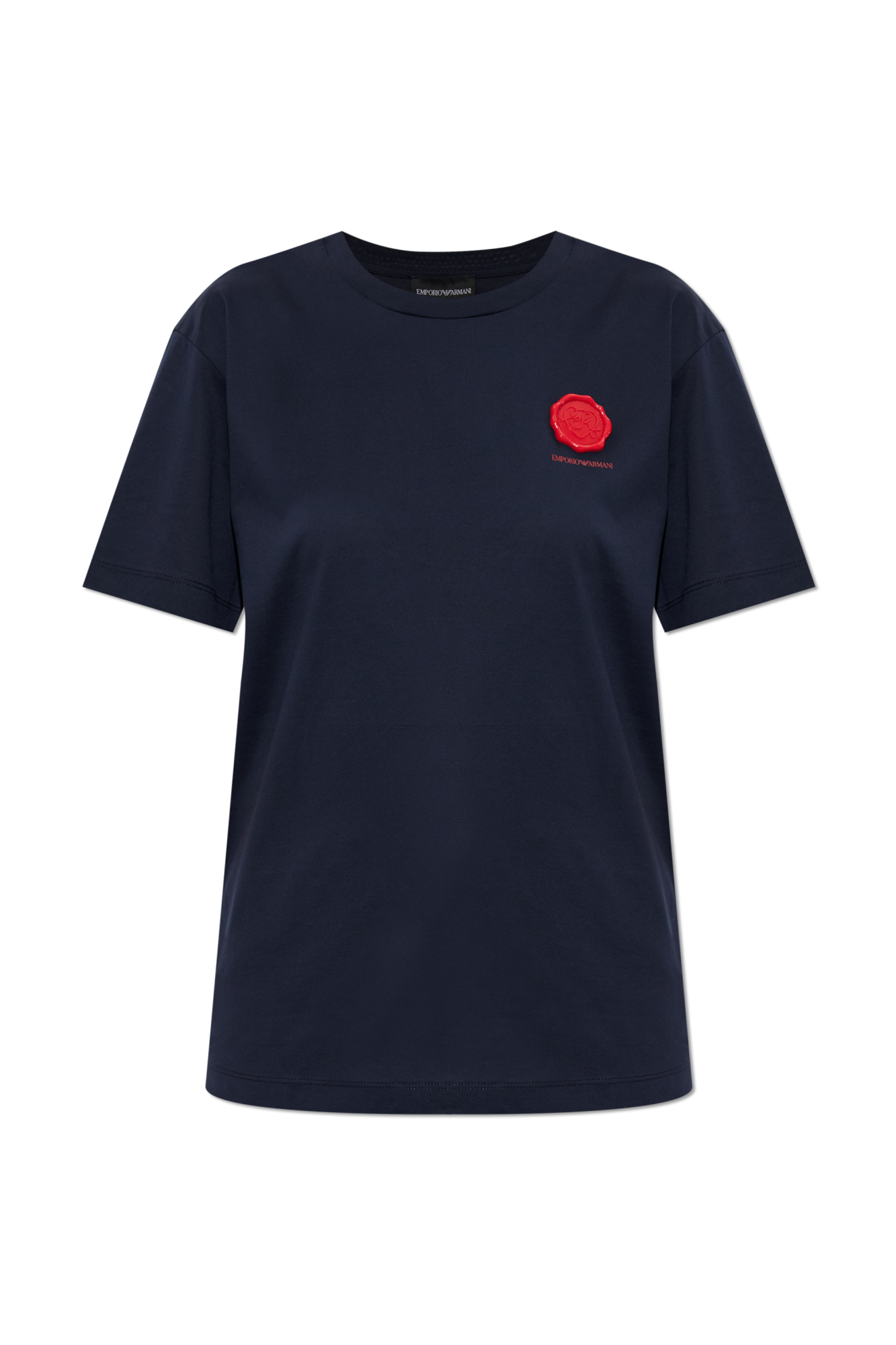 Emporio Armani T-shirt Z Aplikacją, Kobiety, Granatowy