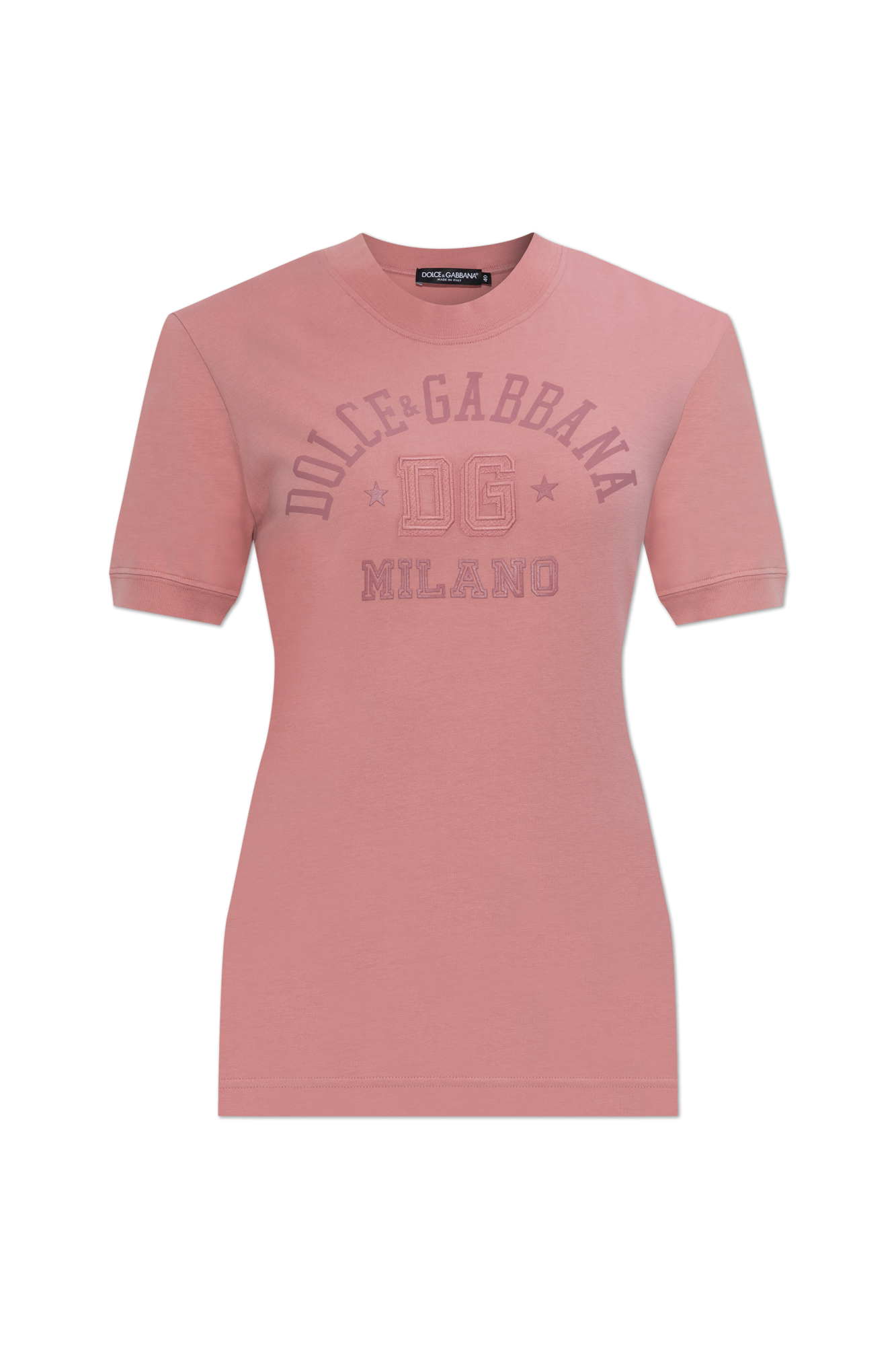 Dolce & Gabbana T-shirt Z Nadrukowanym Logo, Kobiety, Różowy