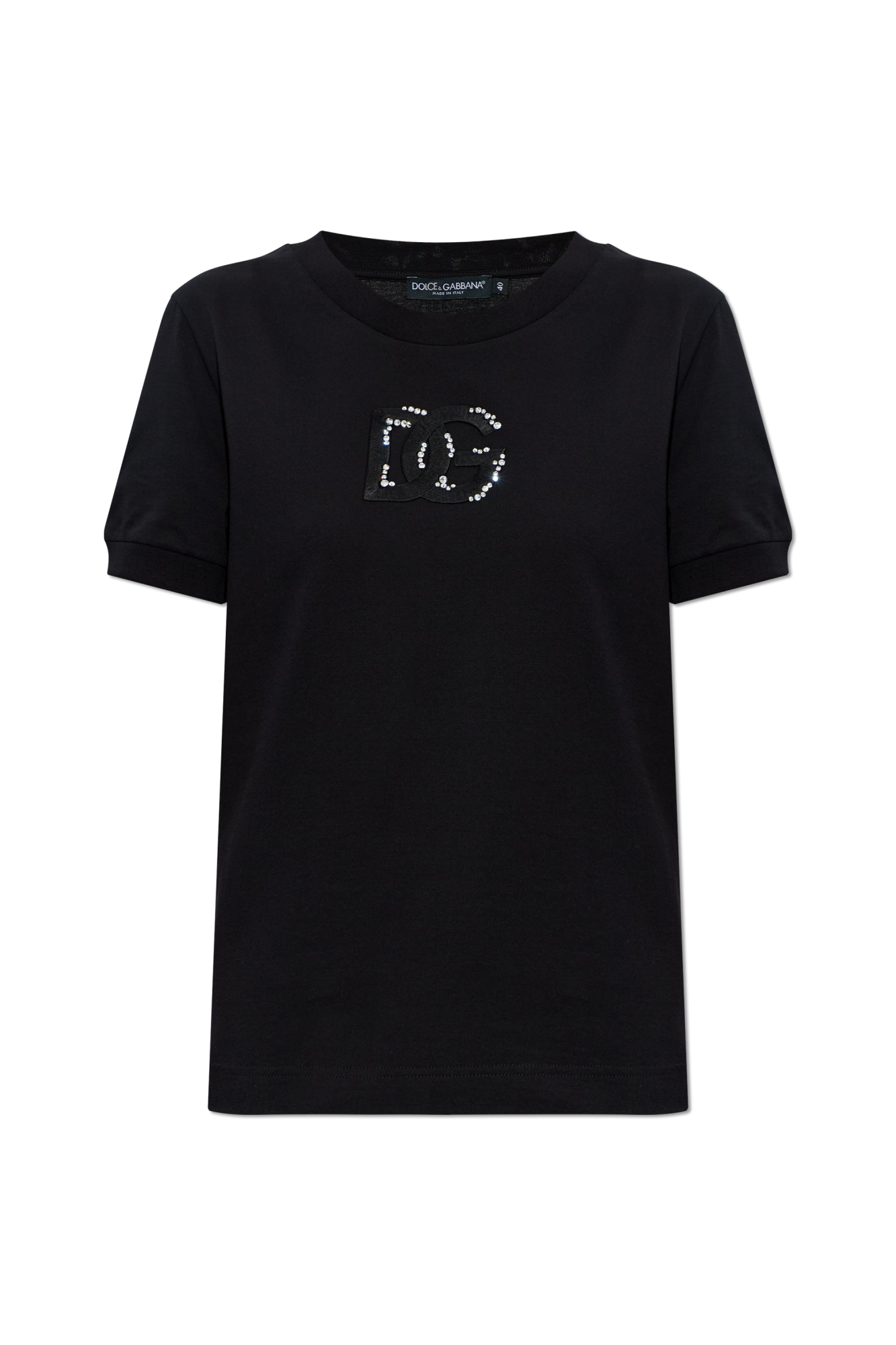 Dolce & Gabbana T-shirt Z Logo, Kobiety, Czarny
