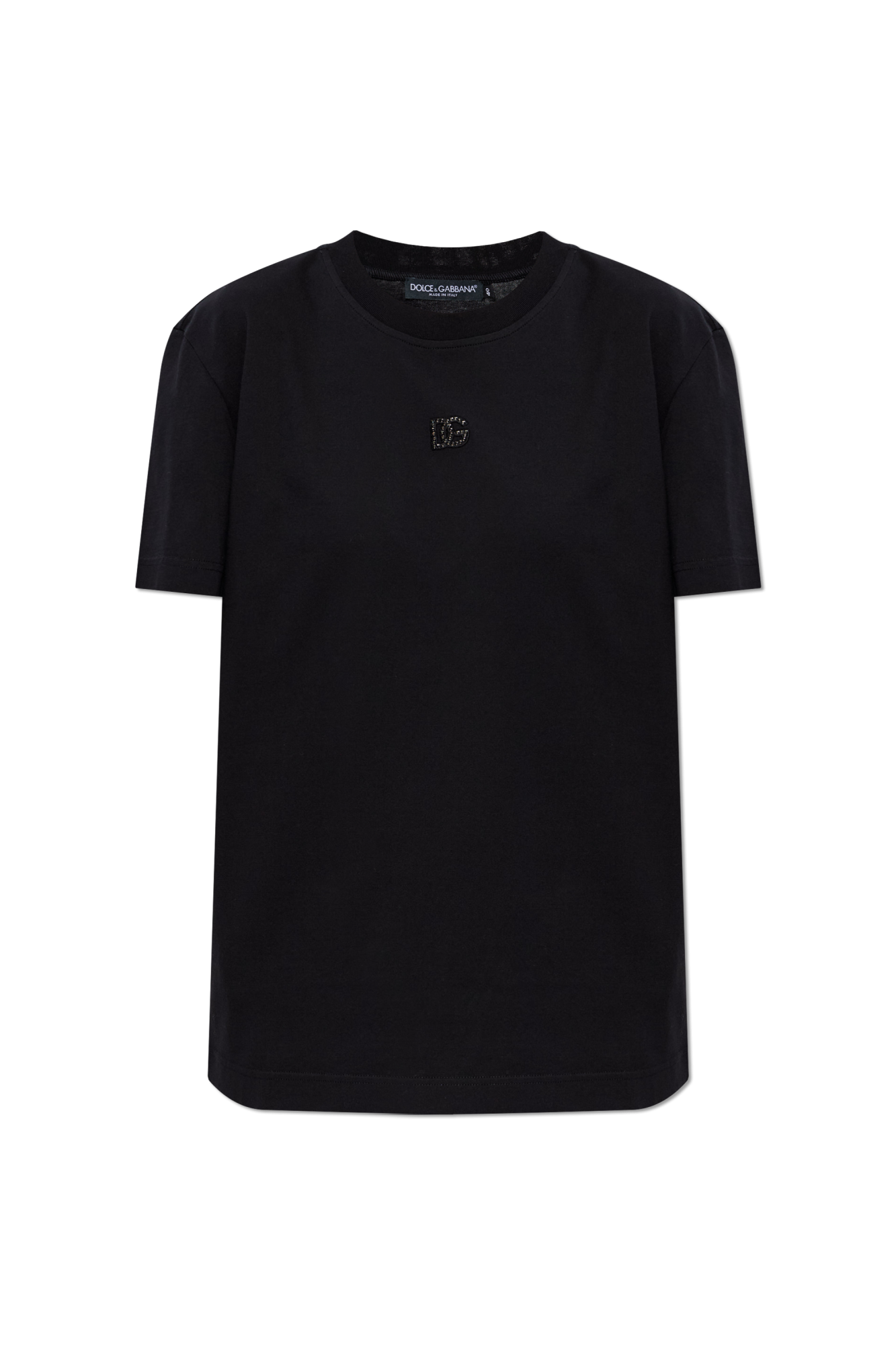 Dolce & Gabbana T-shirt Z Logo, Kobiety, Czarny