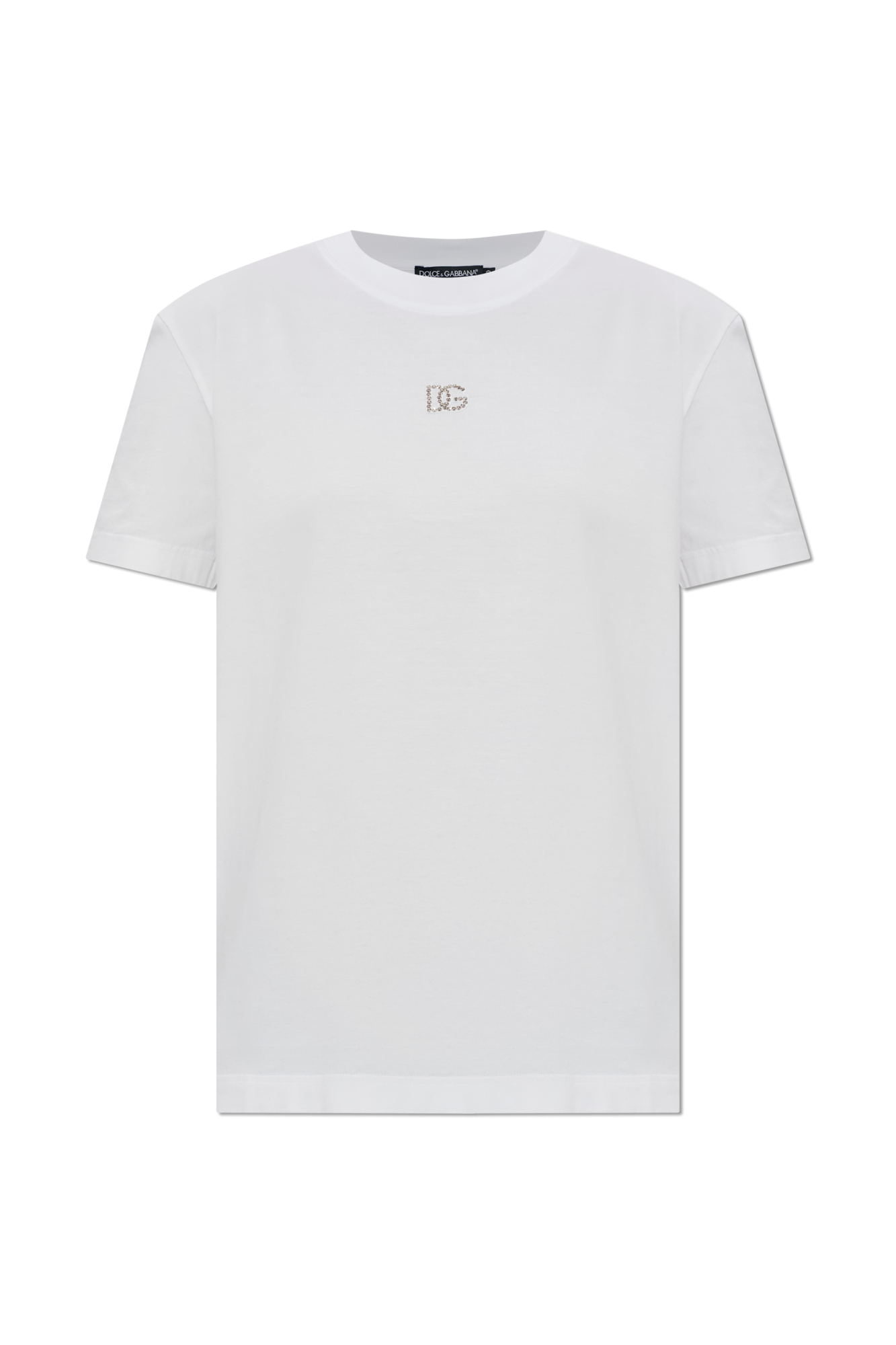 Dolce & Gabbana T-shirt Z Połyskującym Logo, Kobiety, Biały