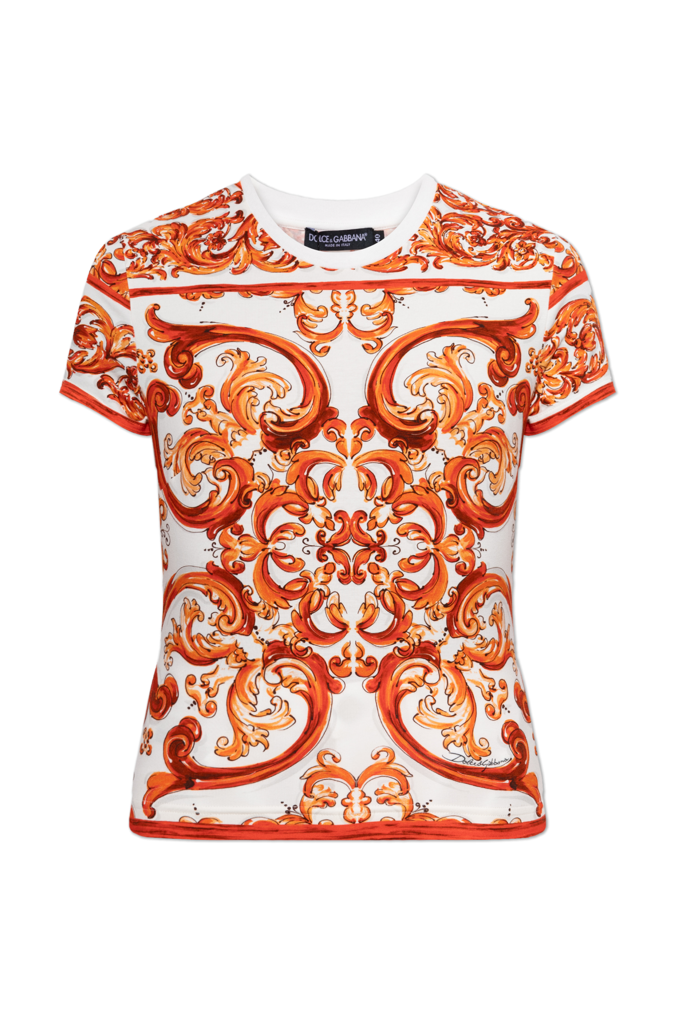 Dolce & Gabbana T-shirt  Z Nadrukiem `Majolica`, Kobiety, Czerwony