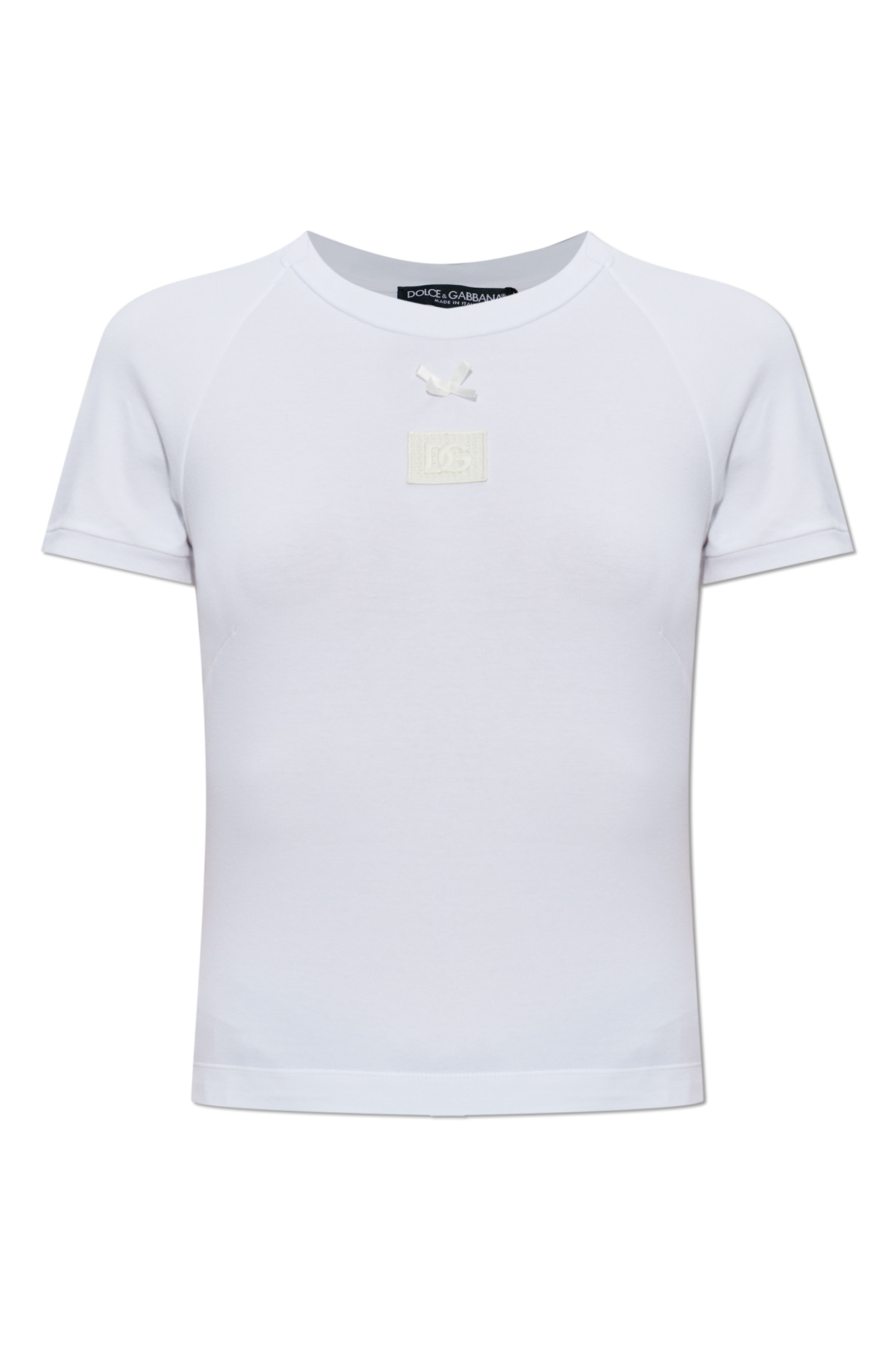 Dolce & Gabbana T-shirt Z Naszywką Z Logo, Kobiety, Biały