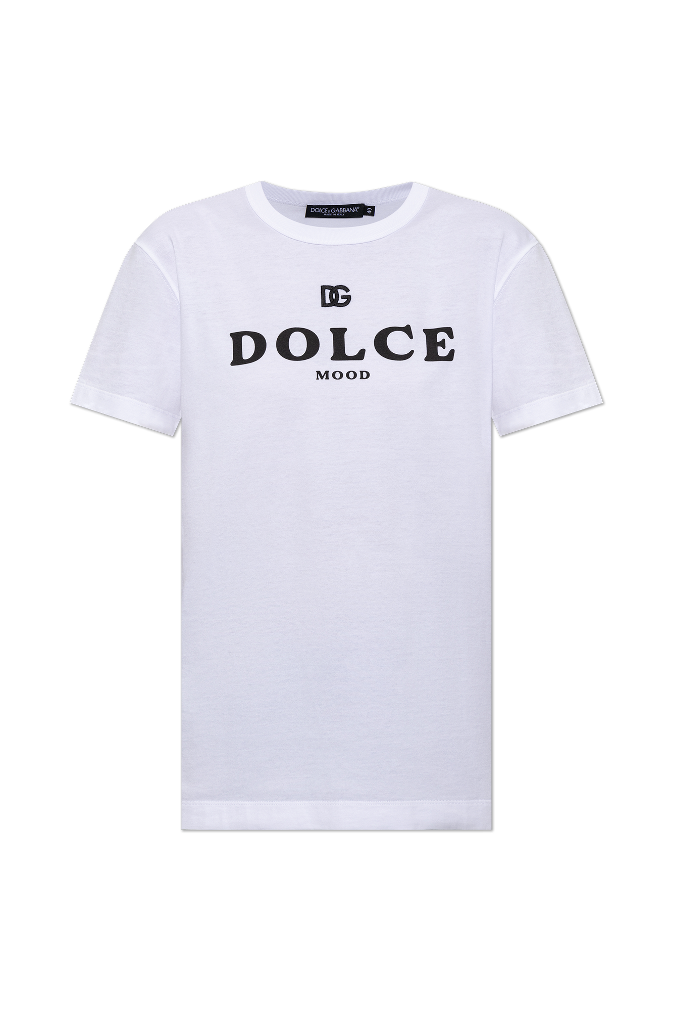 Dolce & Gabbana Bawełniany T-shirt Z Nadrukiem, Kobiety, Biały