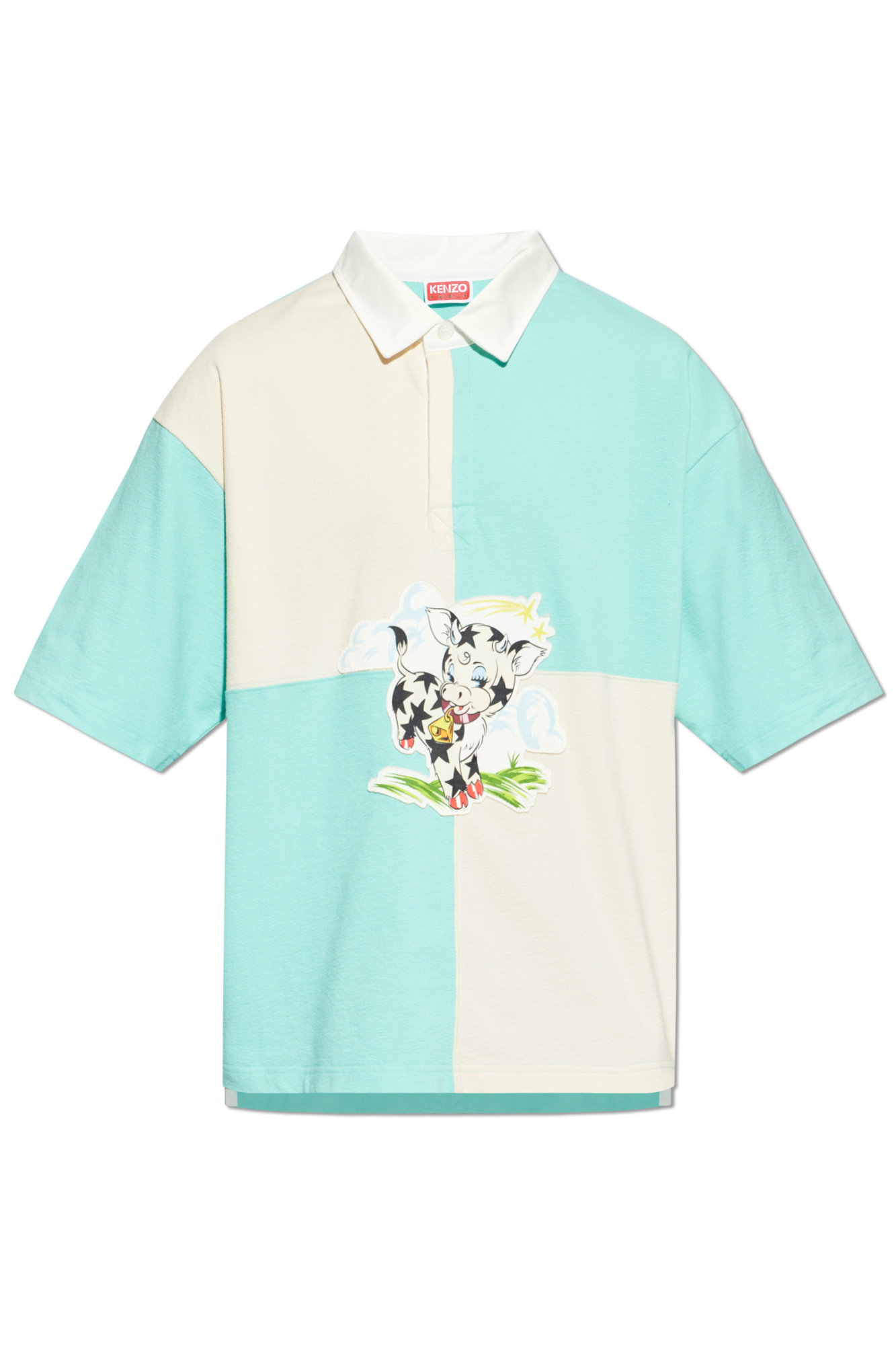 Kenzo Polo Z Kolorową  Naszywką, Mężczyźni, Niebieski