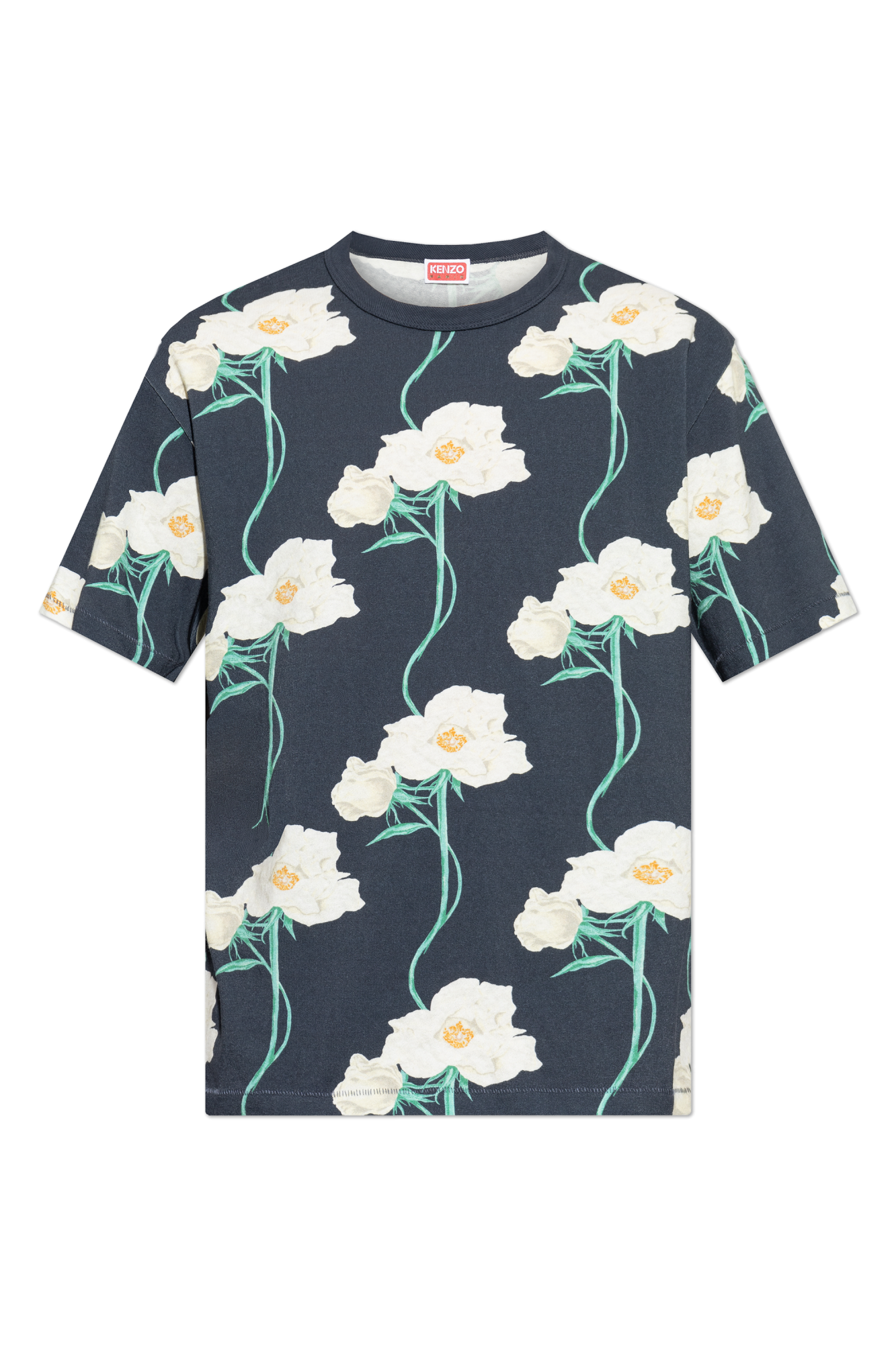 Kenzo T-shirt Z Motywem Kwiatowym, Mężczyźni, Granatowy