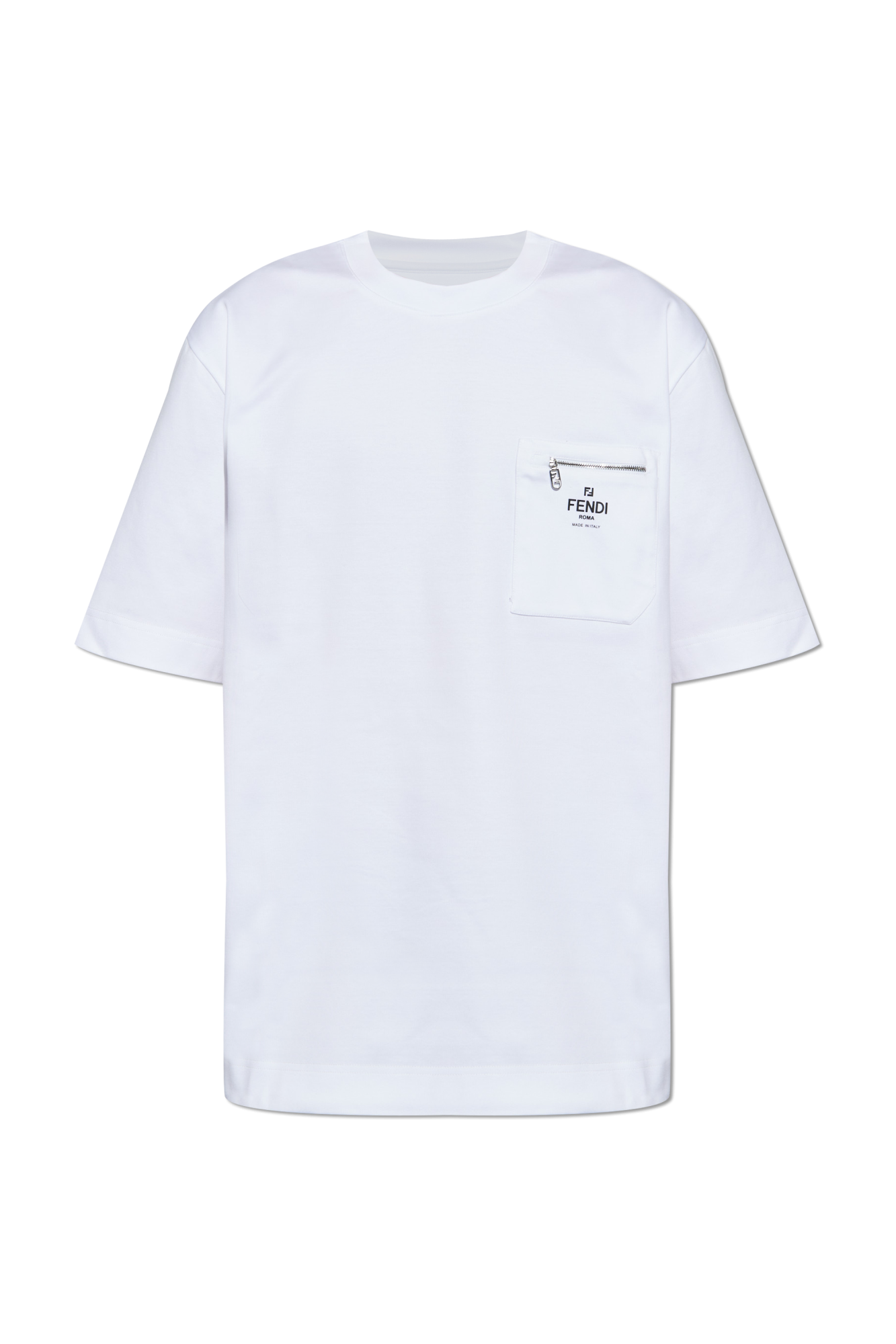 Fendi T-shirt Z Kieszenią, Mężczyźni, Biały