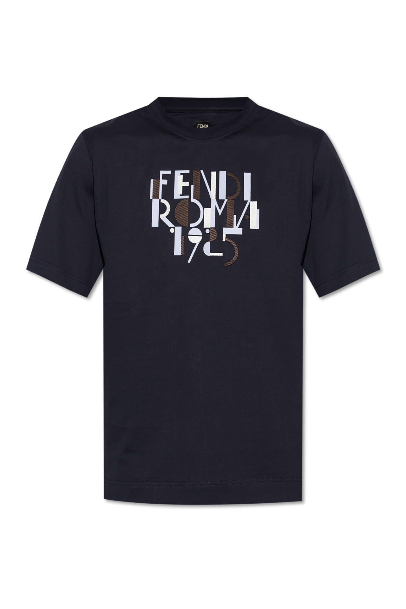 Fendi T-shirt Z Logo, Mężczyźni, Granatowy