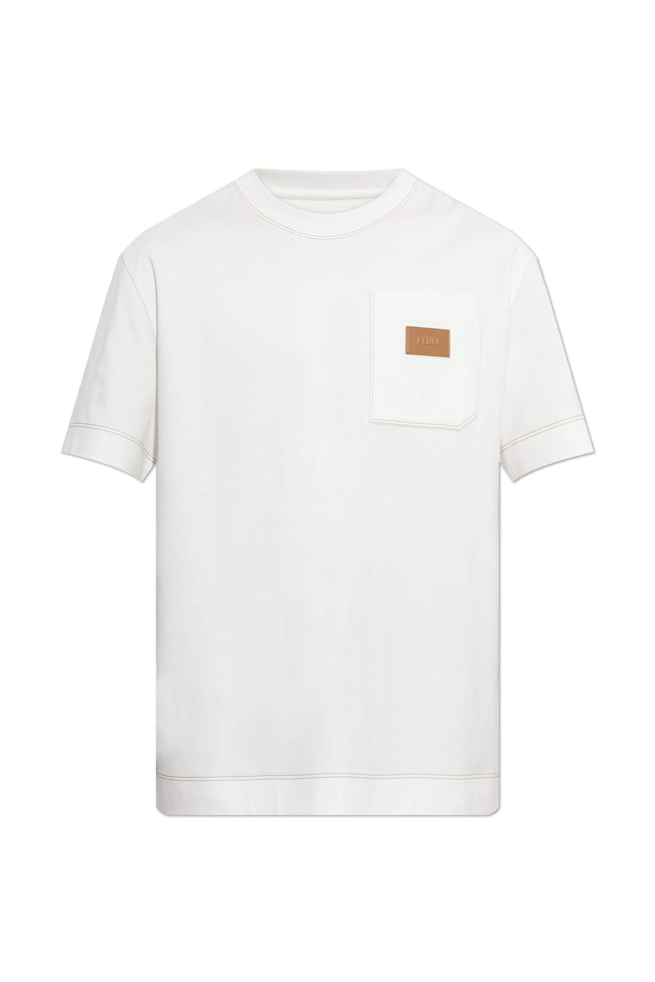 Fendi T-shirt Z Logo, Mężczyźni, Biały