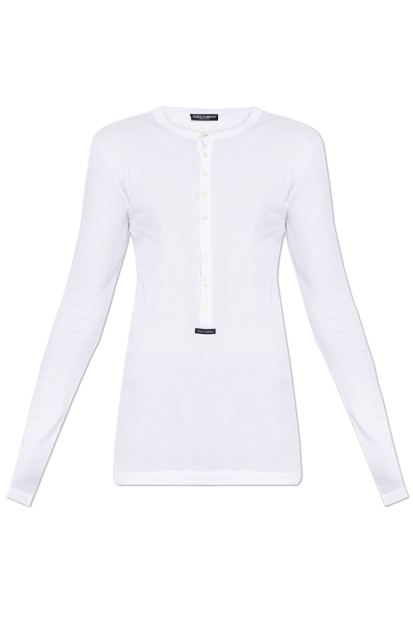 Dolce & Gabbana Prążkowany T-shirt Z Długimi Rękawami, Mężczyźni, Biały