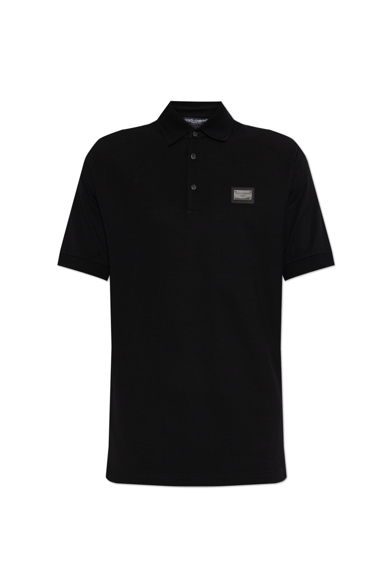 Dolce & Gabbana Polo Z Aplikacją Z Logo, Mężczyźni, Czarny