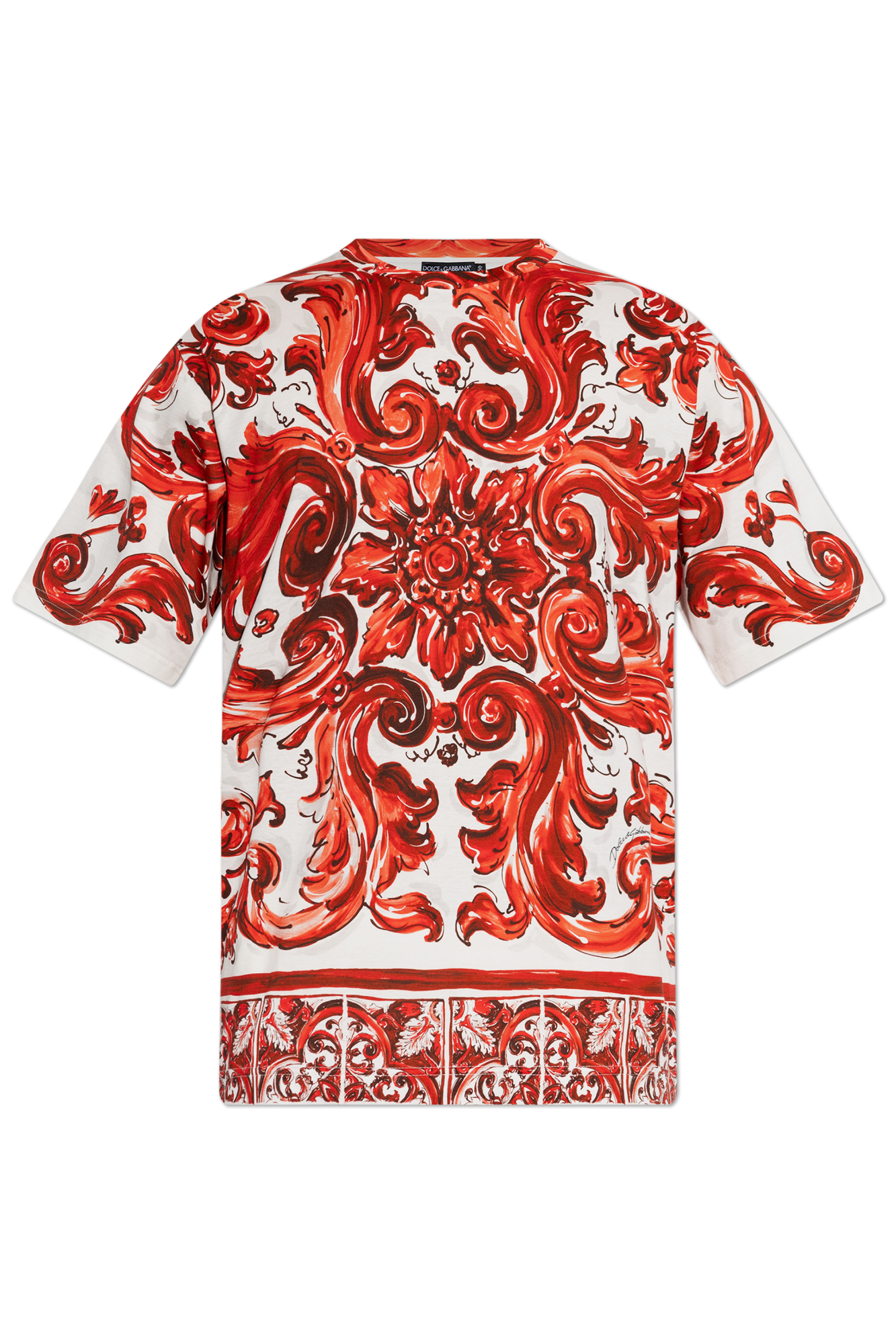 Dolce & Gabbana T-shirt Z Nadrukiem `Majolica`, Mężczyźni, Czerwony