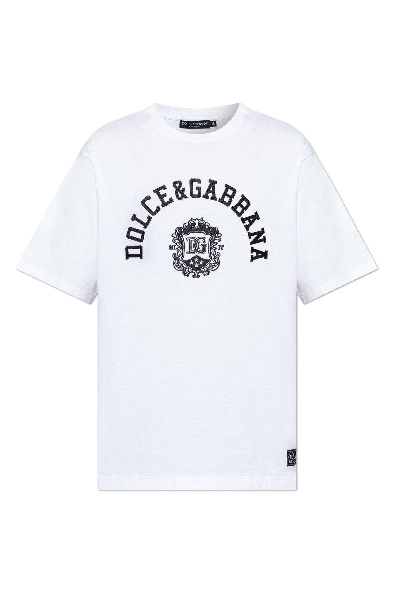 Dolce & Gabbana T-shirt Z Wyszytym Logo, Mężczyźni, Biały