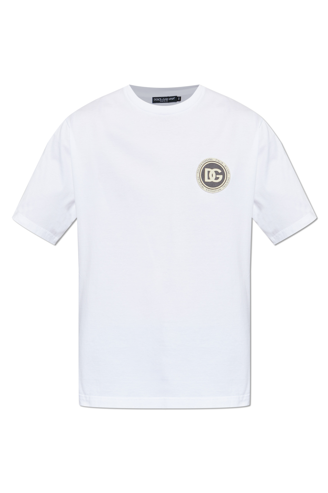 Dolce & Gabbana T-shirt Z Naszywką Z Logo, Mężczyźni, Biały