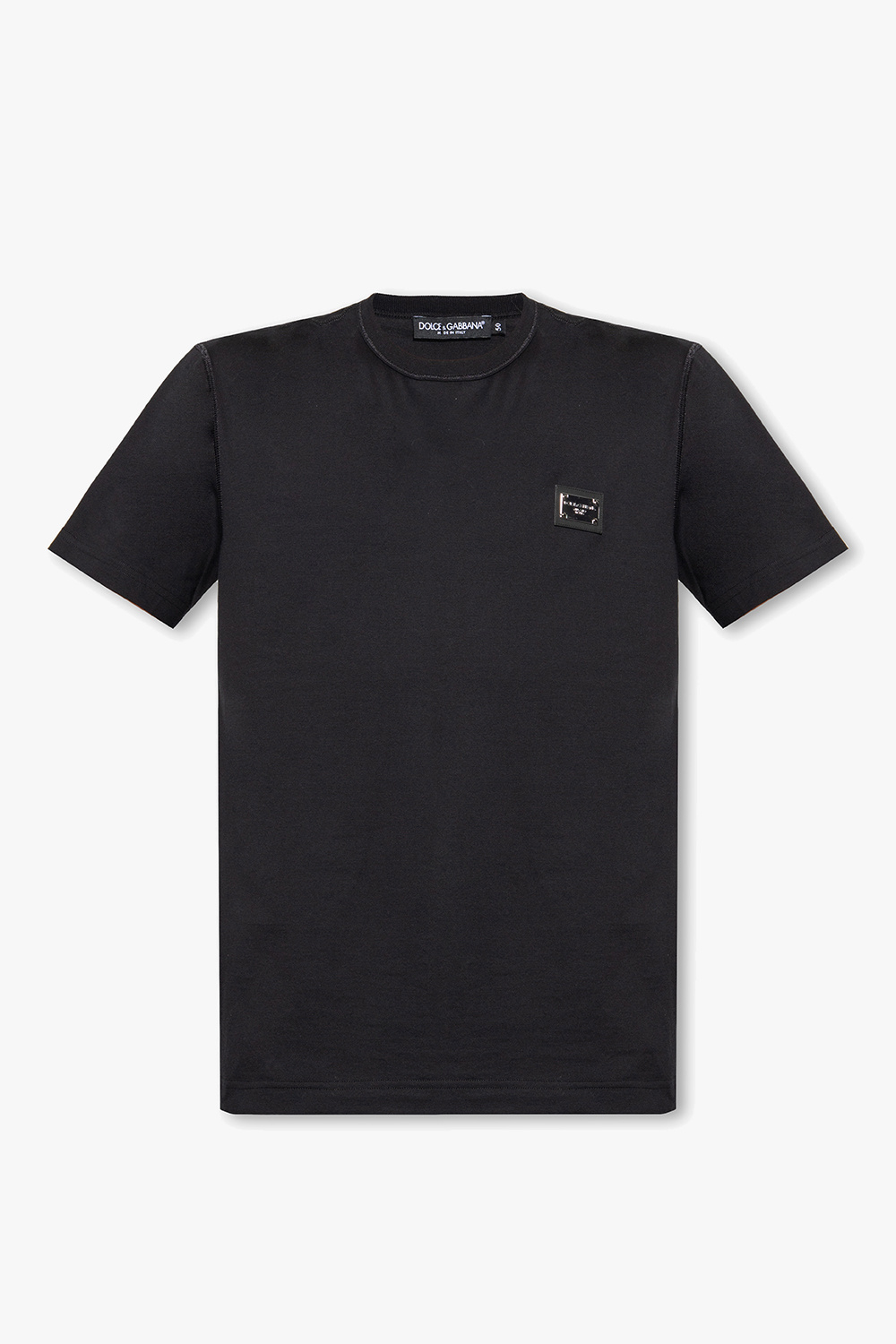 Dolce & Gabbana T-shirt Z Aplikacją Z Logo, Mężczyźni, Czarny