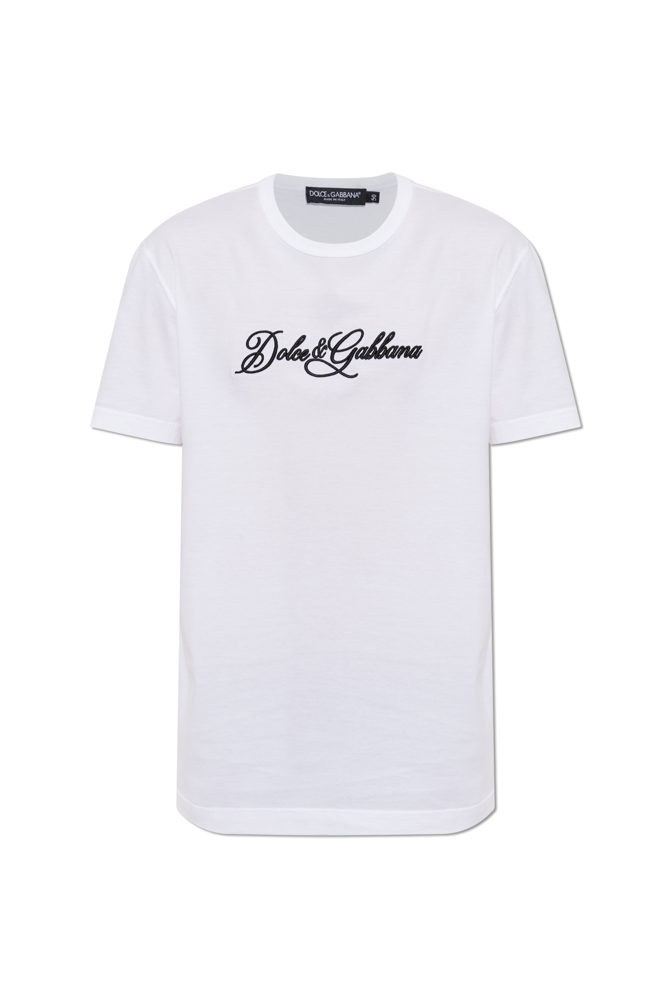 Dolce & Gabbana T-shirt Z Wyszytym Logo, Mężczyźni, Biały