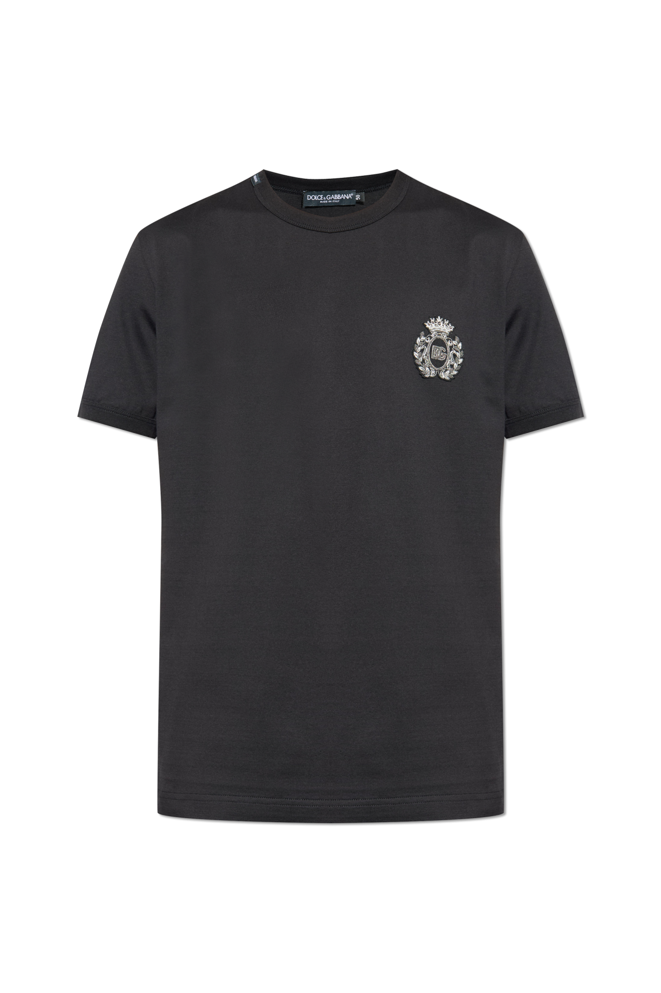 Dolce & Gabbana T-shirt Z Aplikacją, Mężczyźni, Czarny