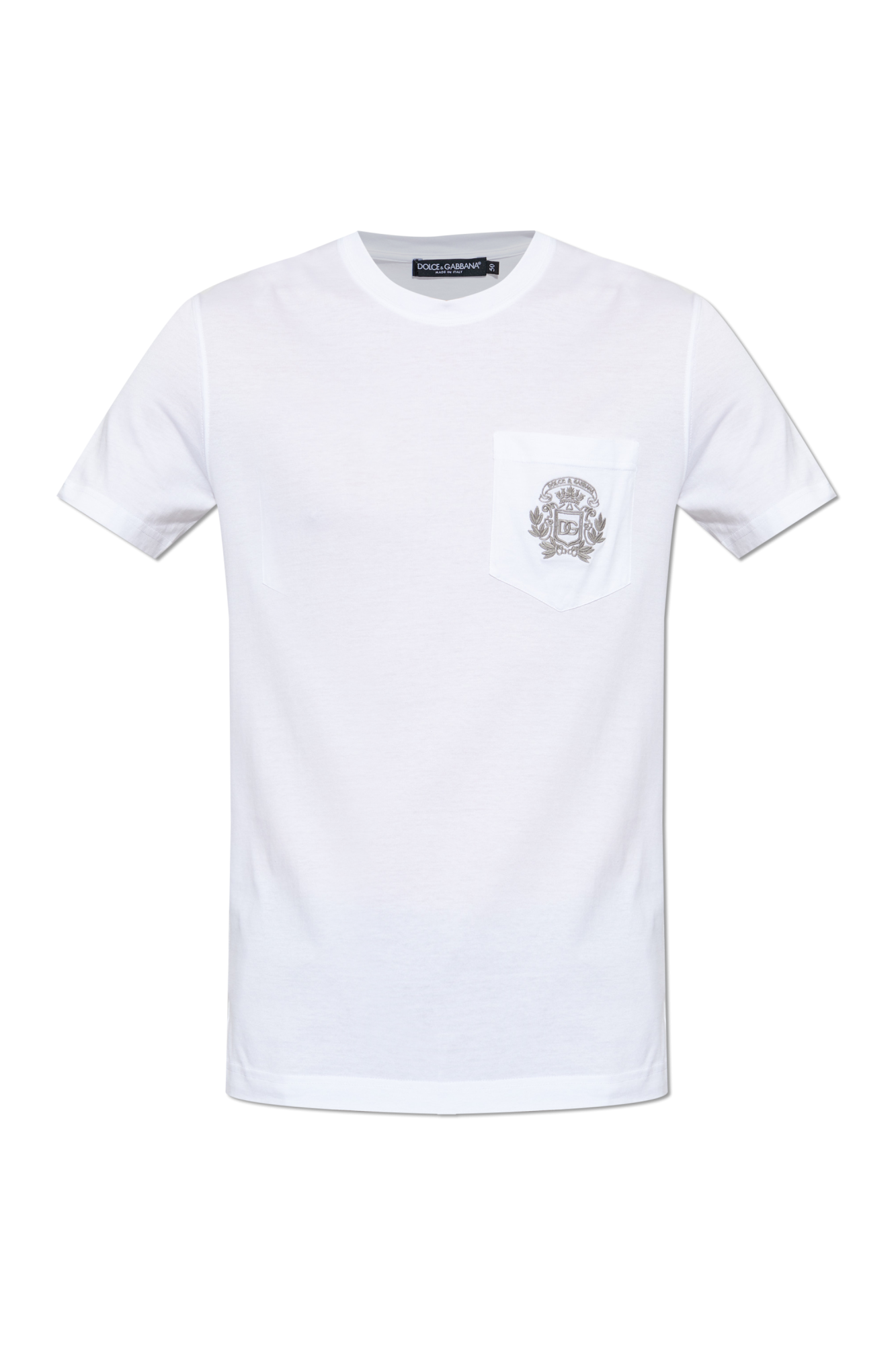 Dolce & Gabbana T-shirt Z Wyszytym Logo, Mężczyźni, Biały