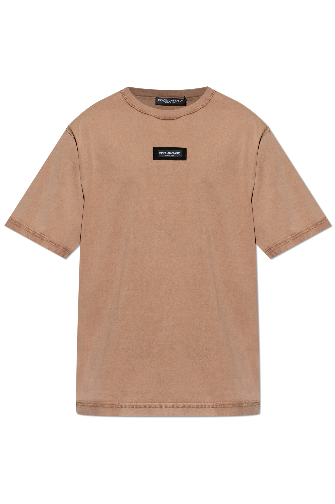 Dolce & Gabbana T-shirt Z Logo, Mężczyźni, Brązowy