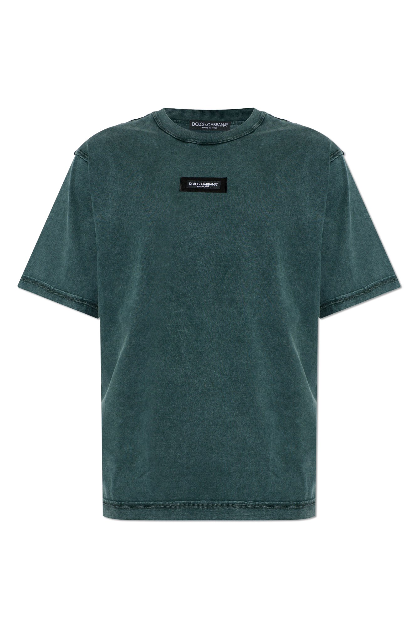 Dolce & Gabbana T-shirt Z Naszywką Z Logo, Mężczyźni, Zielony