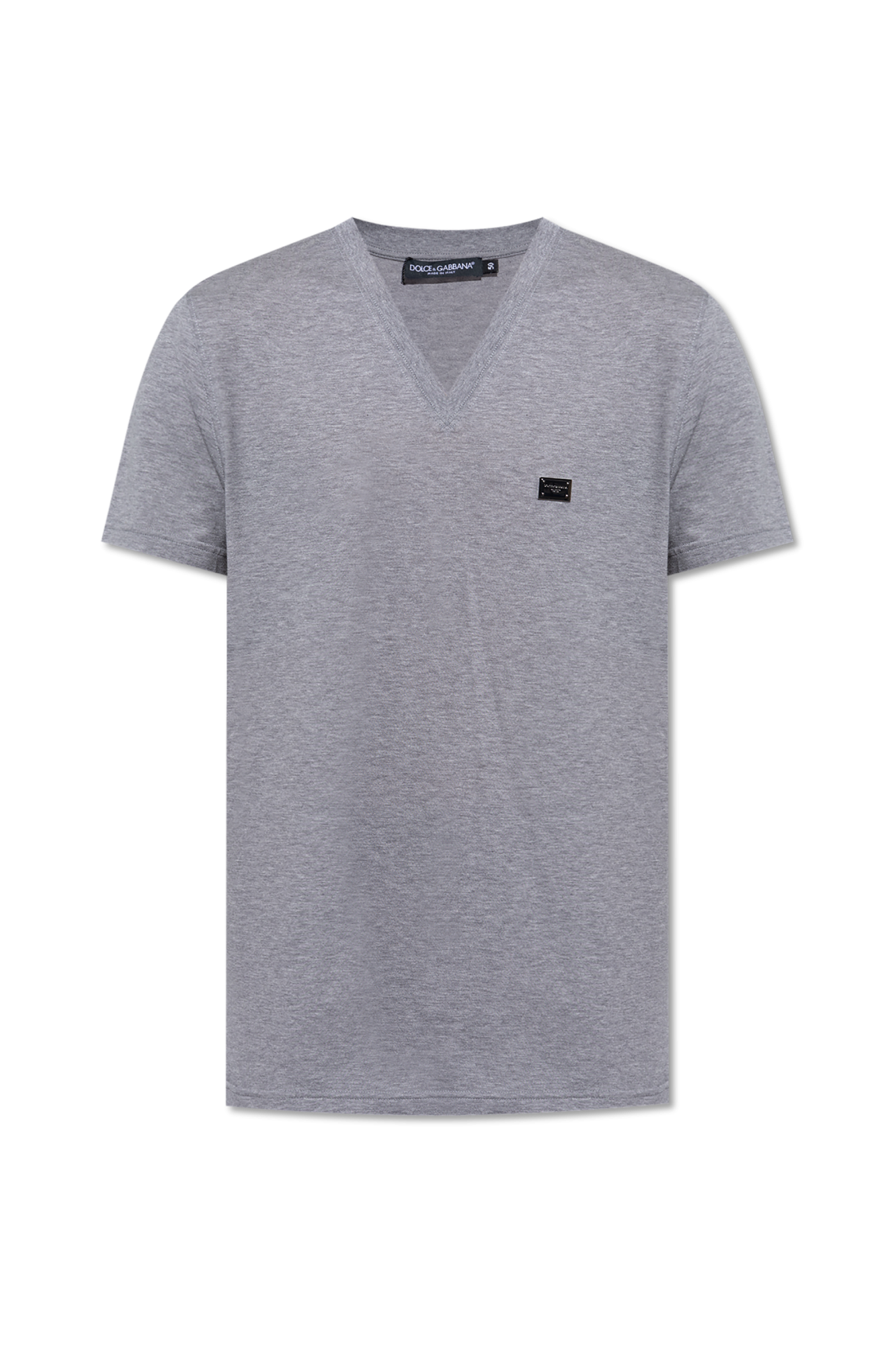 Dolce & Gabbana T-shirt Z Dekoltem W Serek, Mężczyźni, Szary