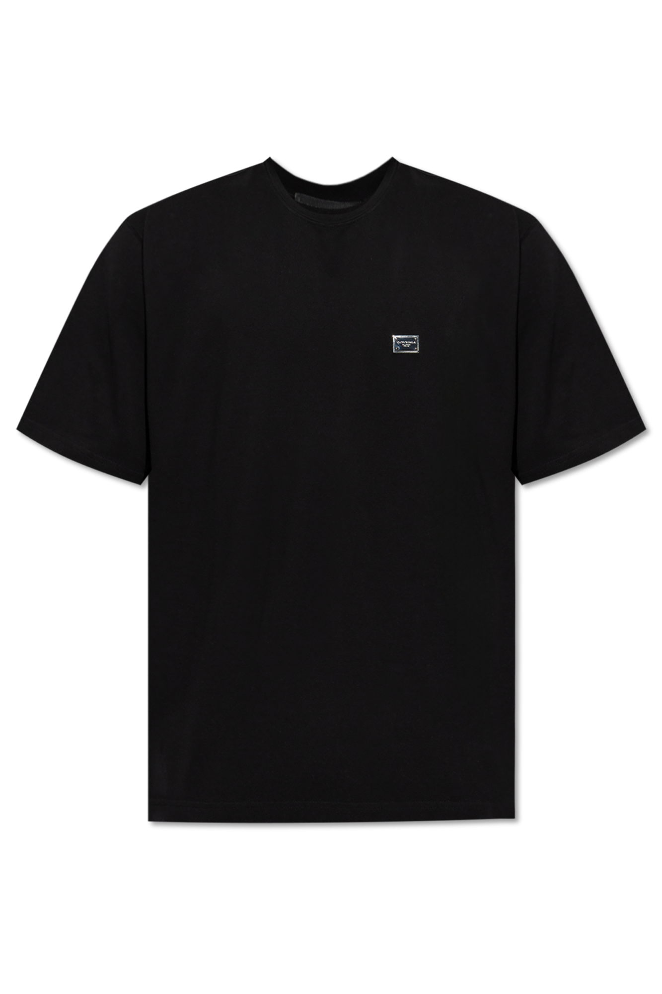 Dolce & Gabbana T-shirt Z Aplikacją Z Logo, Mężczyźni, Czarny
