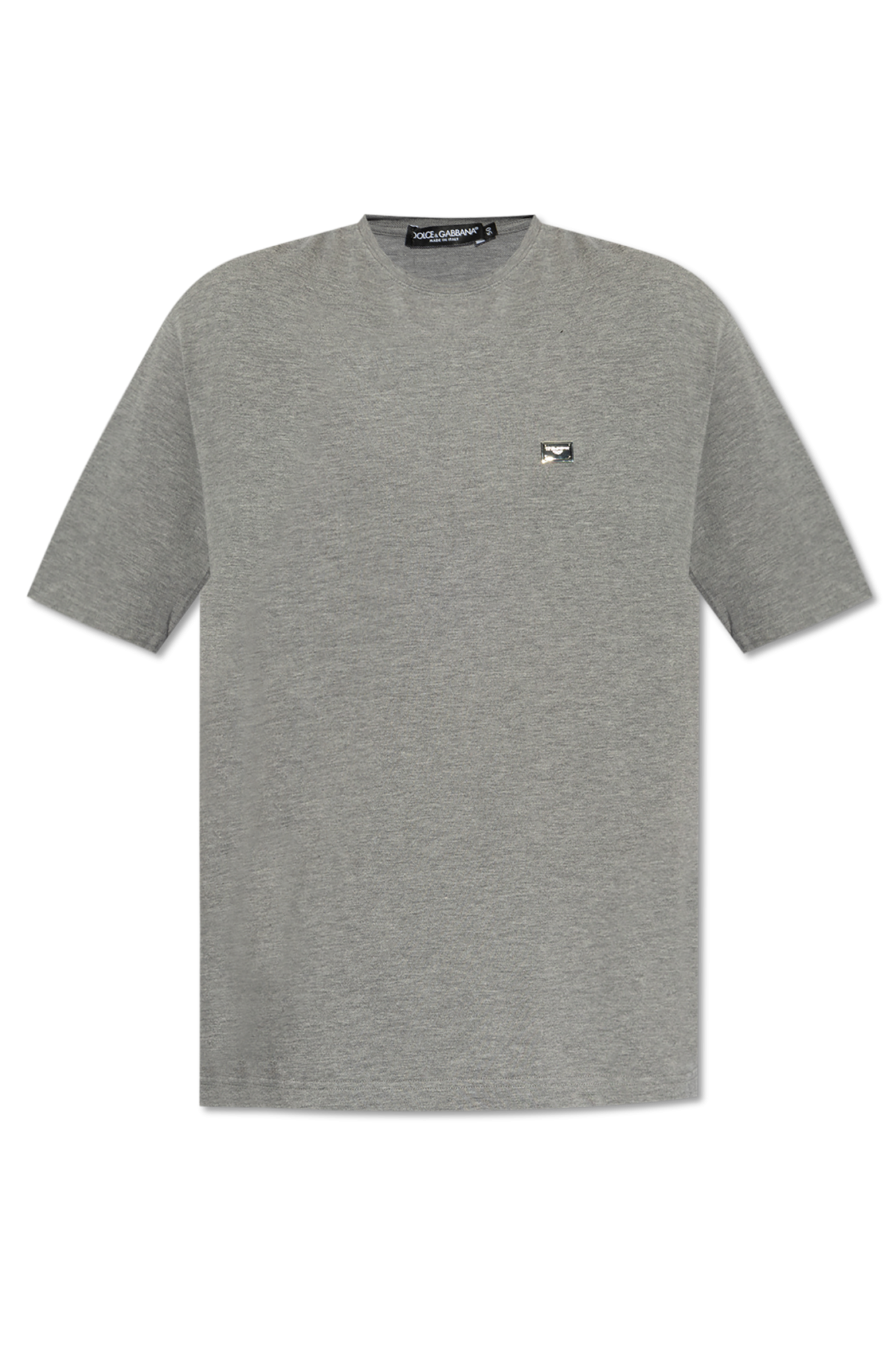 Dolce & Gabbana T-shirt Z Aplikacją Z Logo, Mężczyźni, Szary