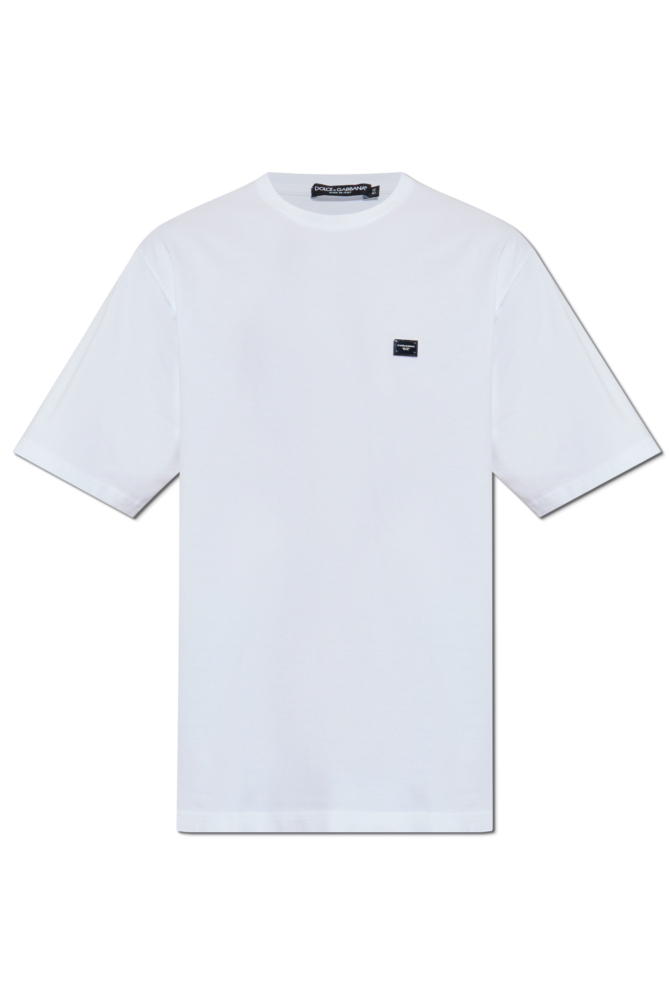 Dolce & Gabbana T-shirt Z Aplikacją Z Logo, Mężczyźni, Biały