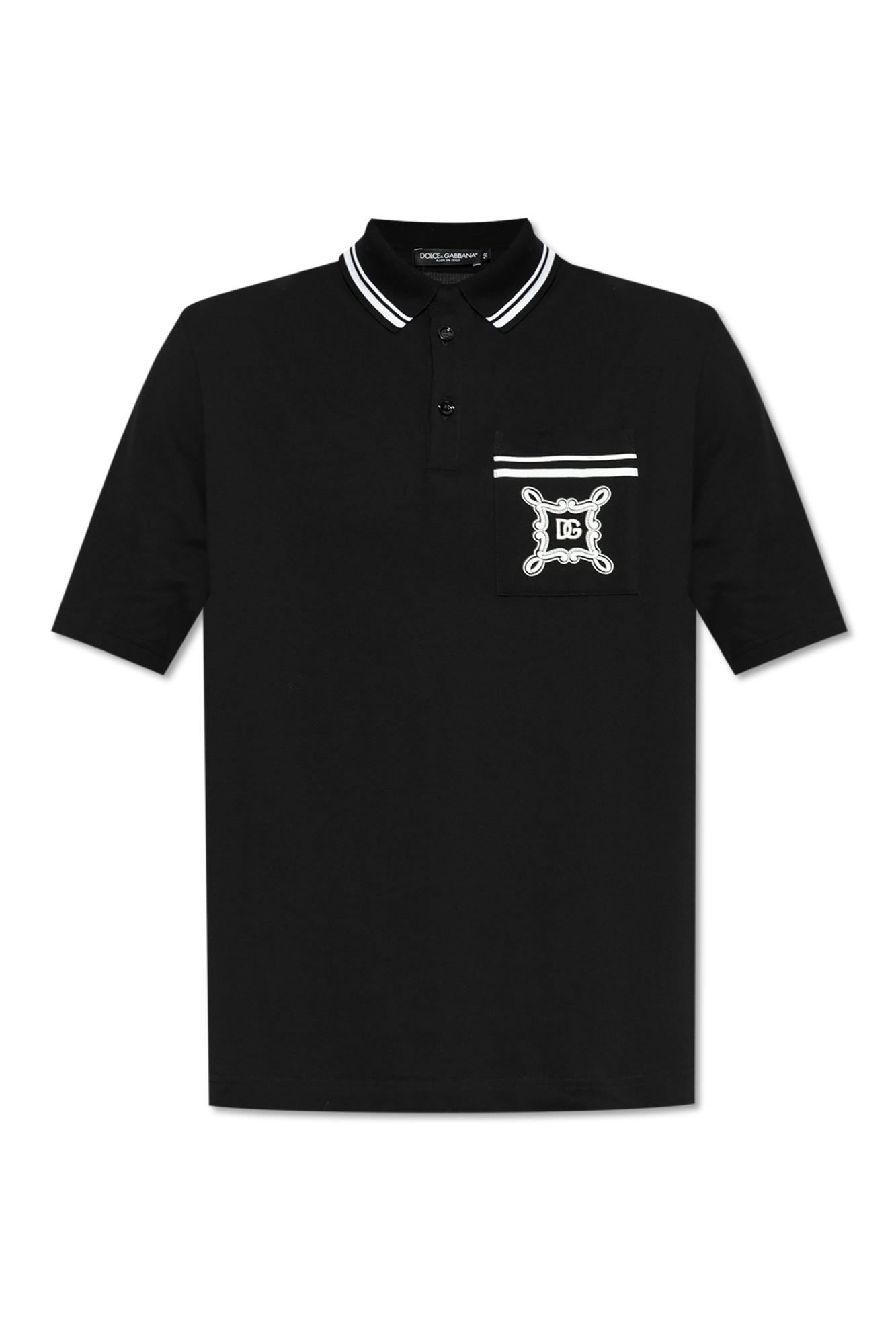 Dolce & Gabbana Bawełniane Polo Z Kieszenią, Mężczyźni, Czarny