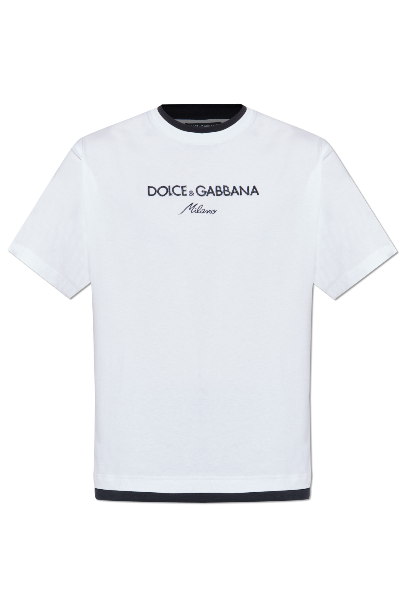 Dolce & Gabbana T-shirt Z Wyszytym Logo, Mężczyźni, Biały