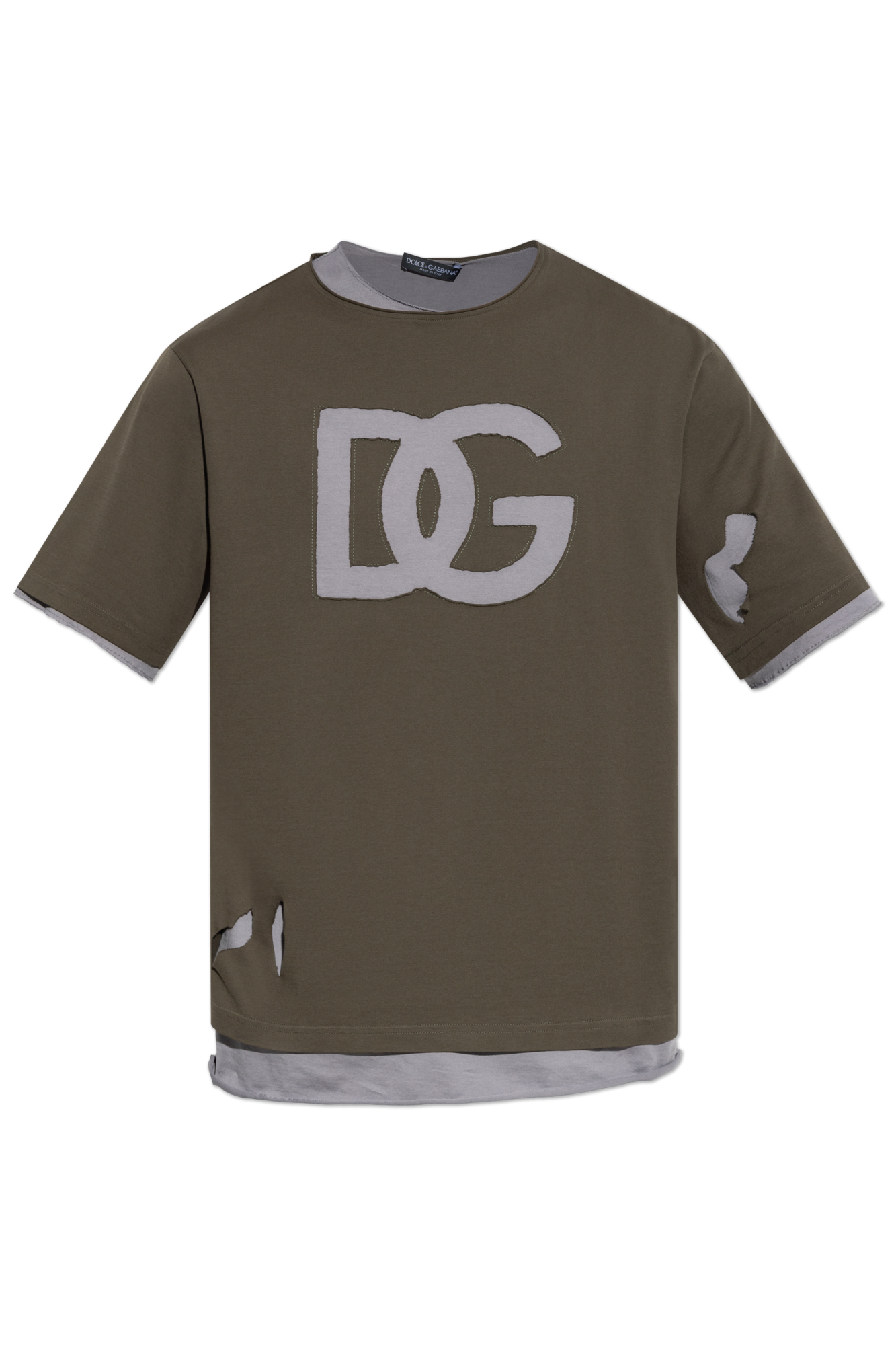 Dolce & Gabbana T-shirt Z Logo , Mężczyźni, Zielony