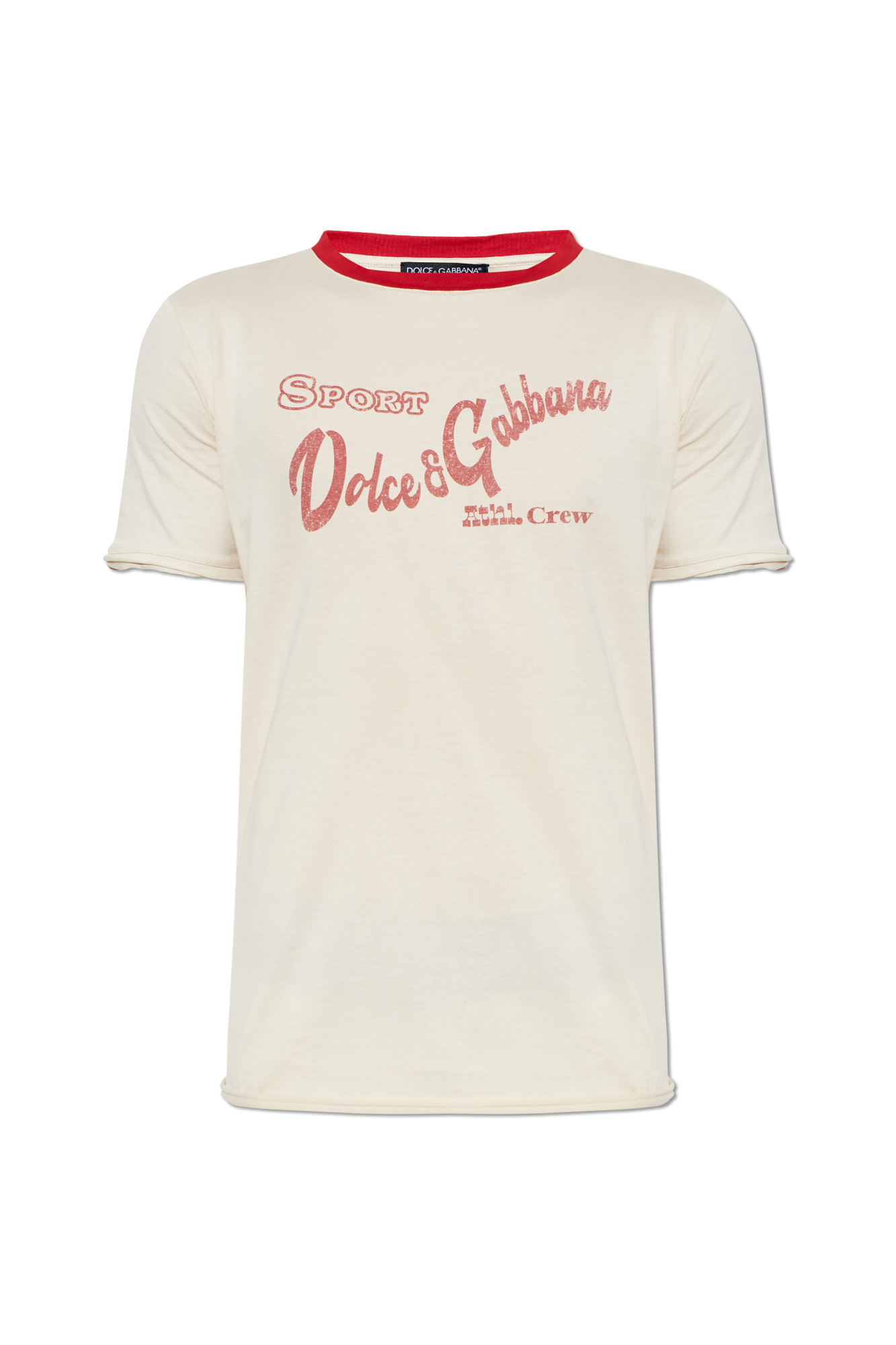 Dolce & Gabbana T-shirt Z Logo, Mężczyźni, Kremowy