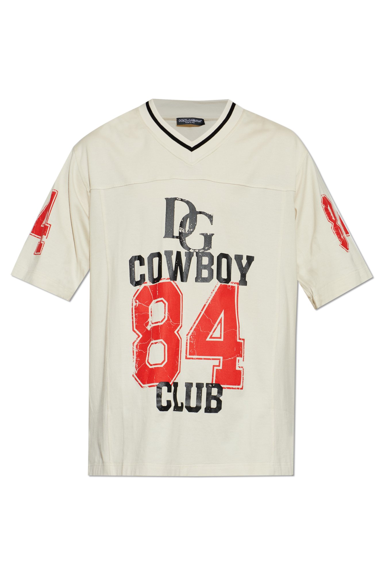 Dolce & Gabbana T-shirt Z Logo, Mężczyźni, Kremowy